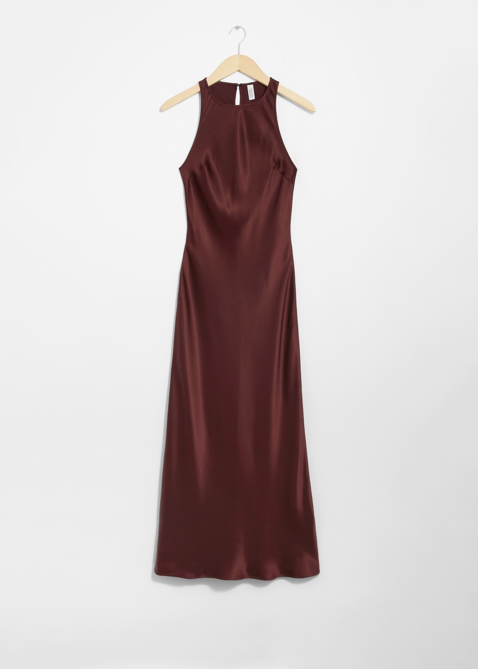 Vestido midi de satén sin mangas - Rojo oscuro/Rosa oscuro/Negro/Rosa/Amarillo pastel/Azul medio/Marrón oscuro/Azul claro/Gris claro