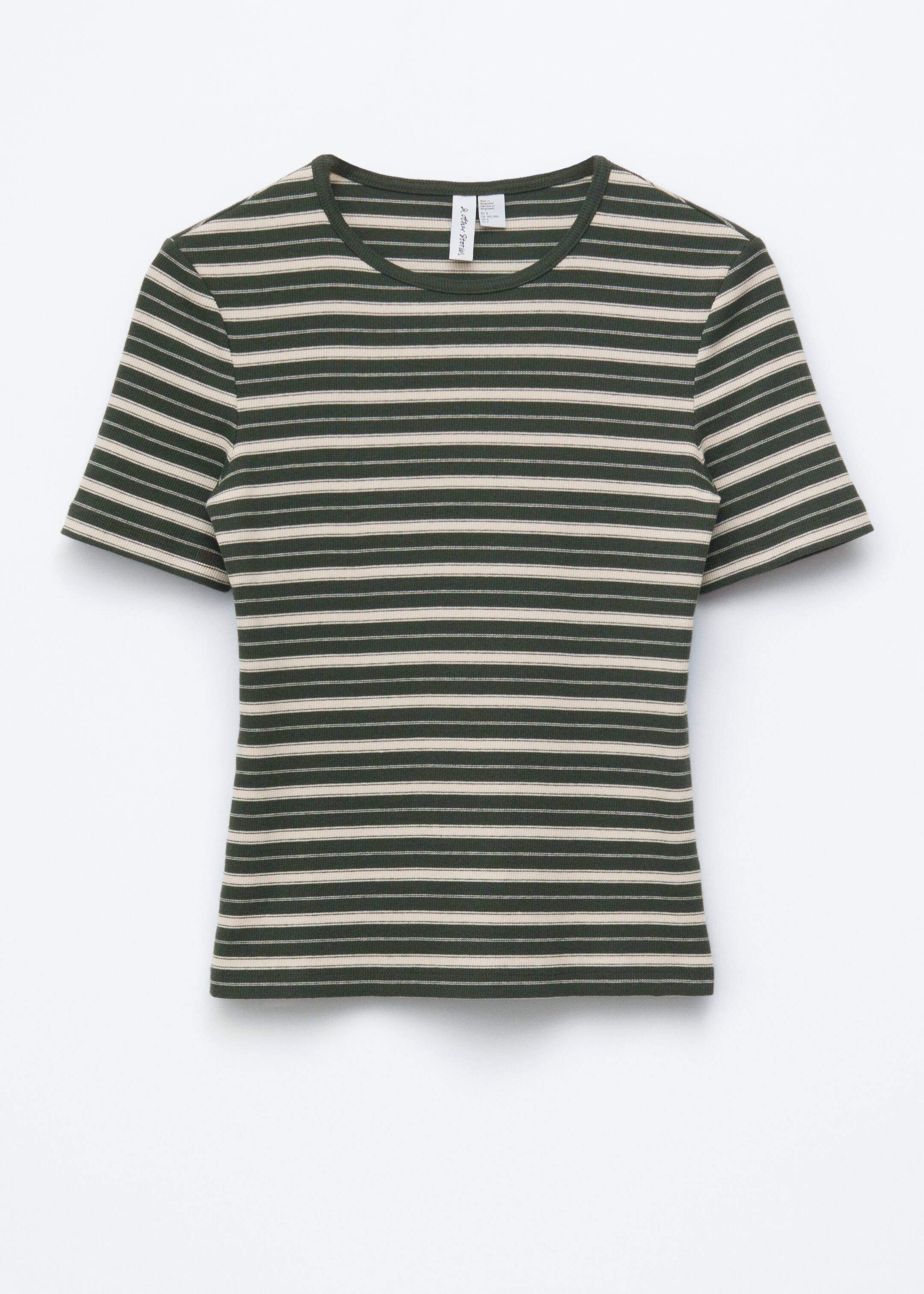 View larger image: Ribbed T-shirt - Dark Green/Beige Stripes - Ladies | H&M GB 1