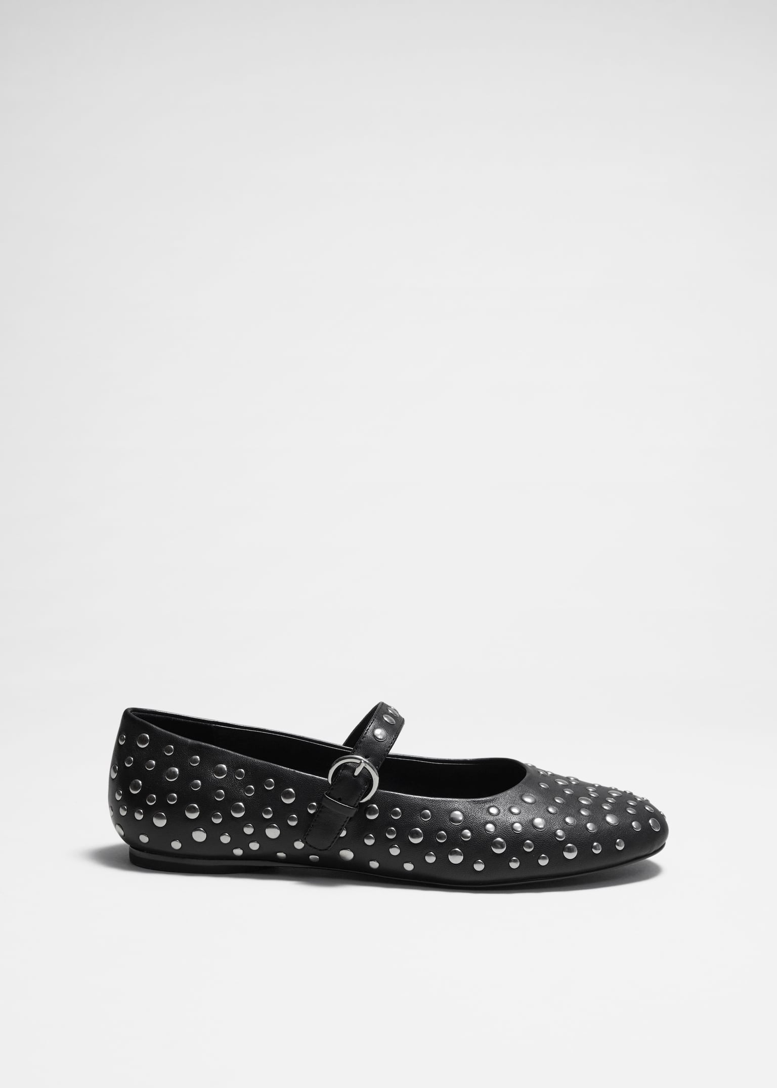 Lederballerinas mit Nieten - Schwarz