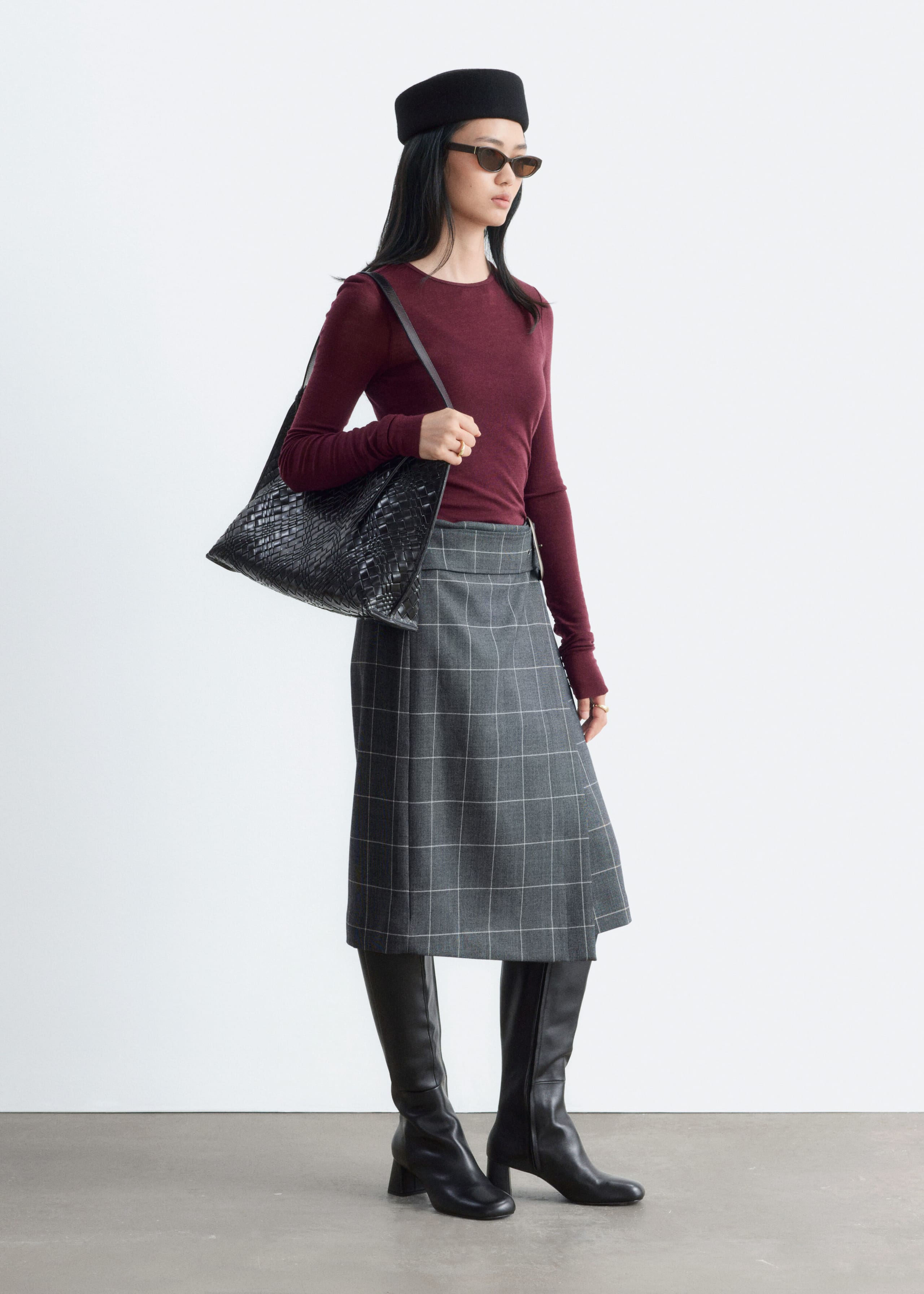 Plain-Knit Wool Top - Lilac - Lookbook