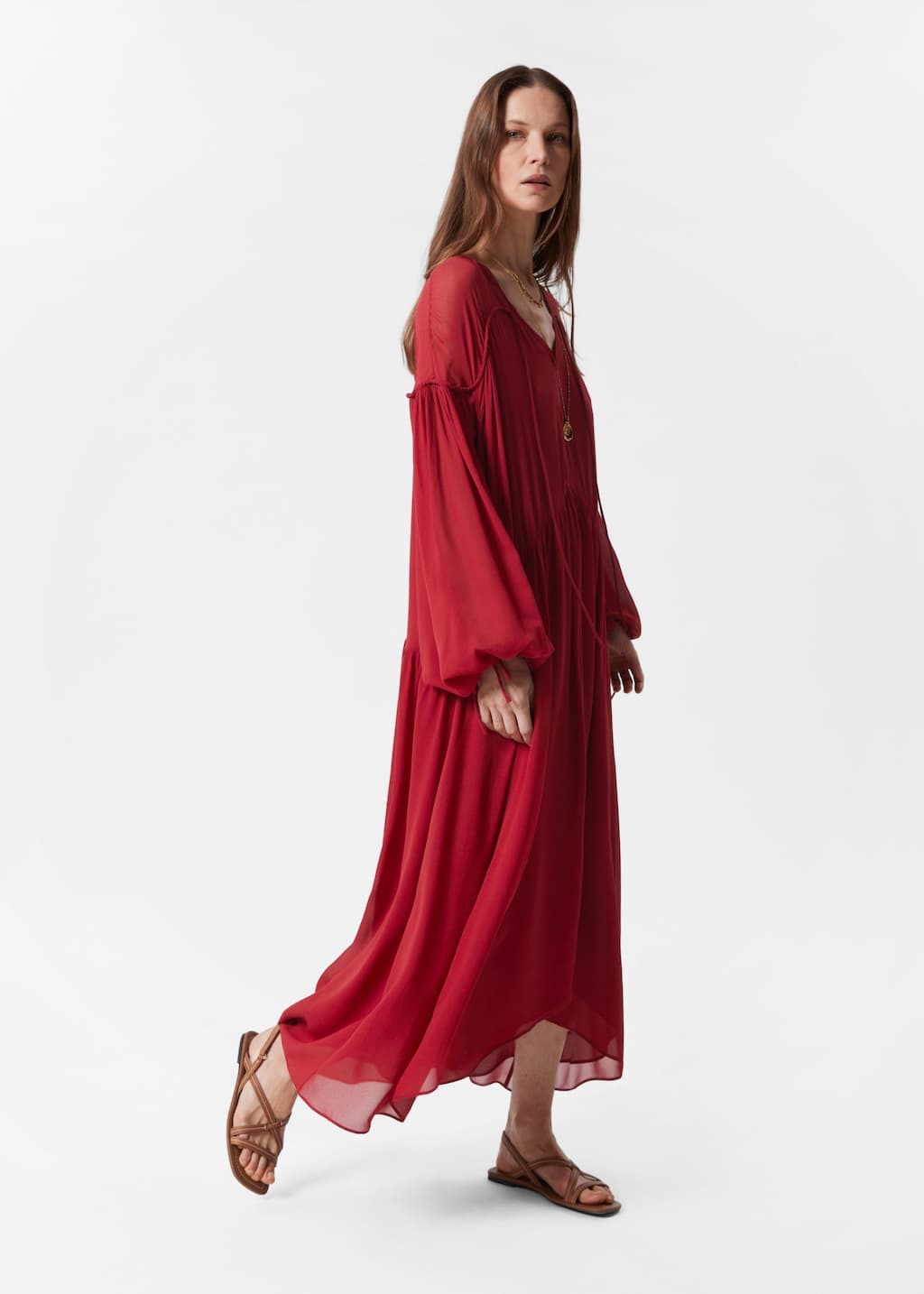Robe longue fluide - Rouge foncé - Lookbook