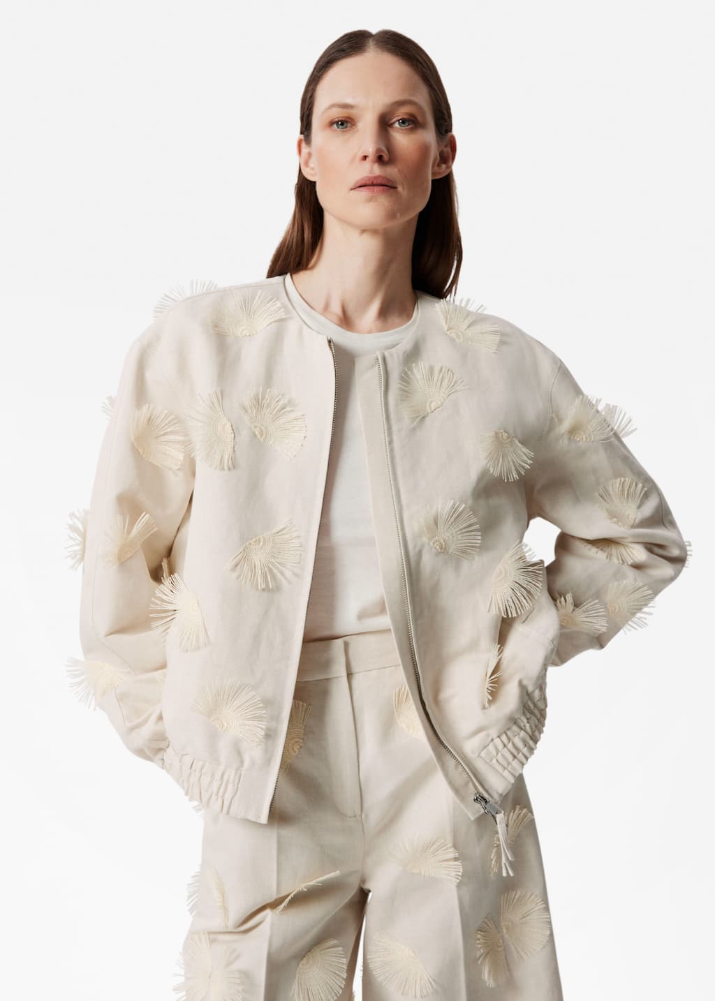 Image of Linen-Blend Embroidered Jacket