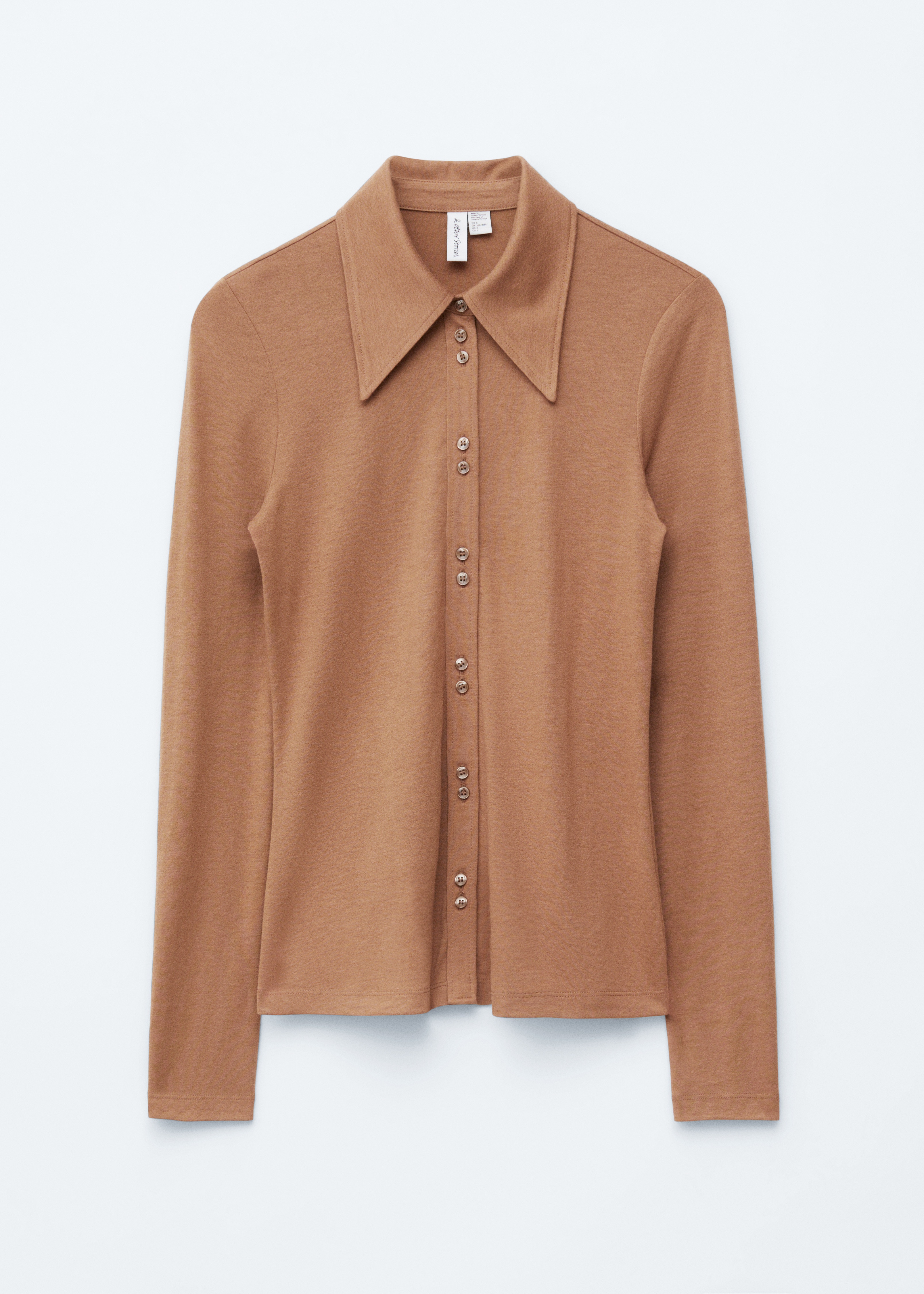 Pointed-Collar Jersey Shirt - Medium Brown/Black