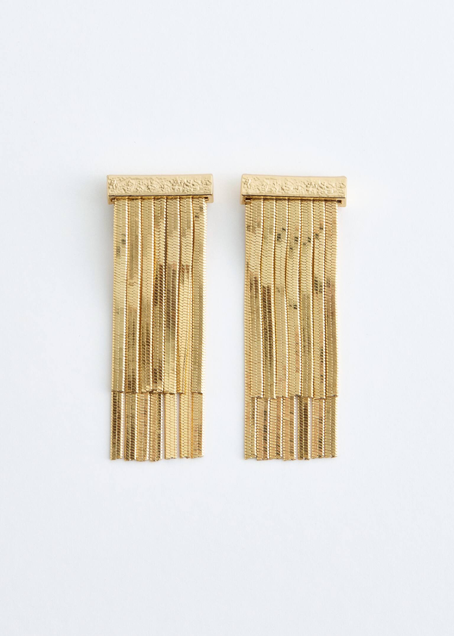 Snake Chain Pendant Earrings - Gold - 2