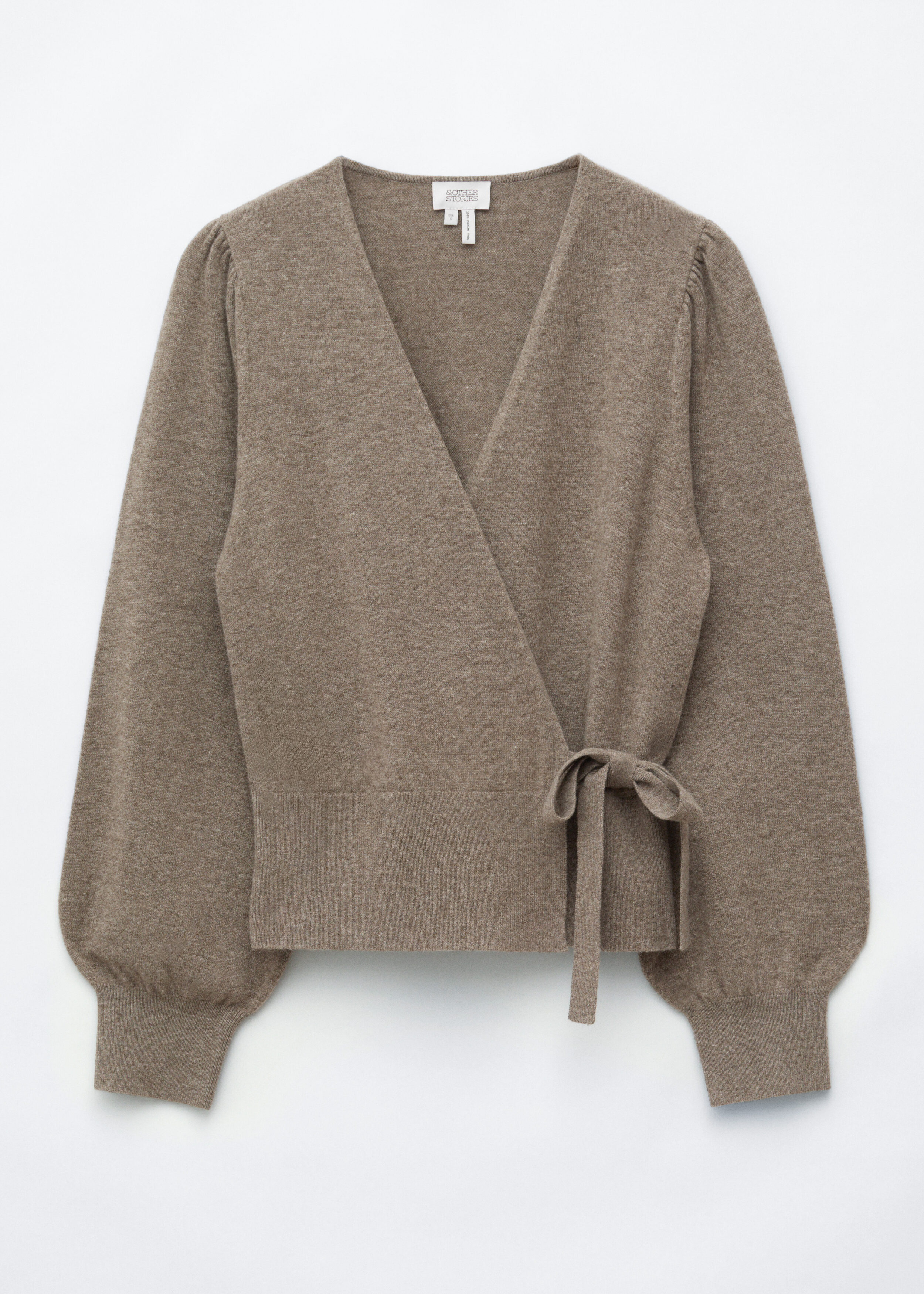 & Other Stories Merino Wool Wrap Cardigan - Dark Mole - Knitwear | & Other Stories GG
