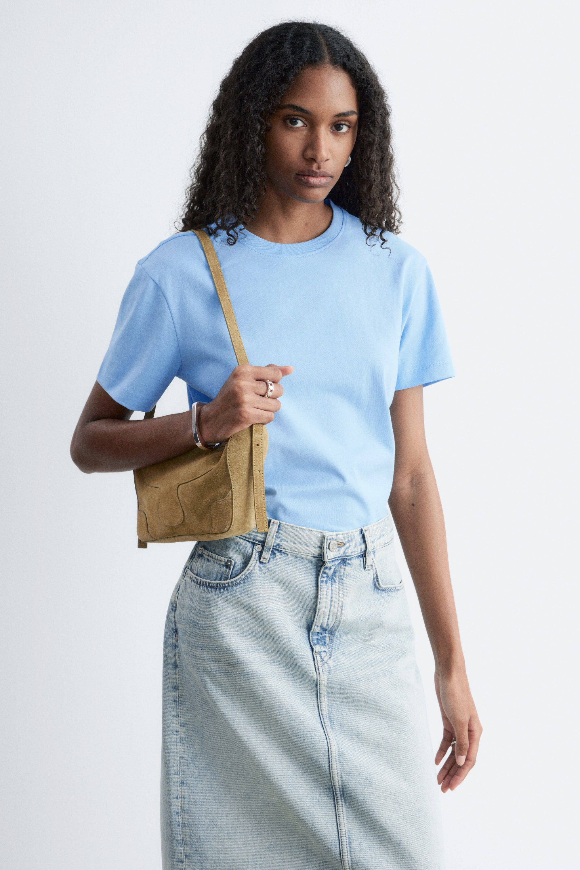 Zobrazit větší obrázek: Bavlněné tričko s kulatým výstřihem - Světle Modrá - ŽENY | H&M CZ 1