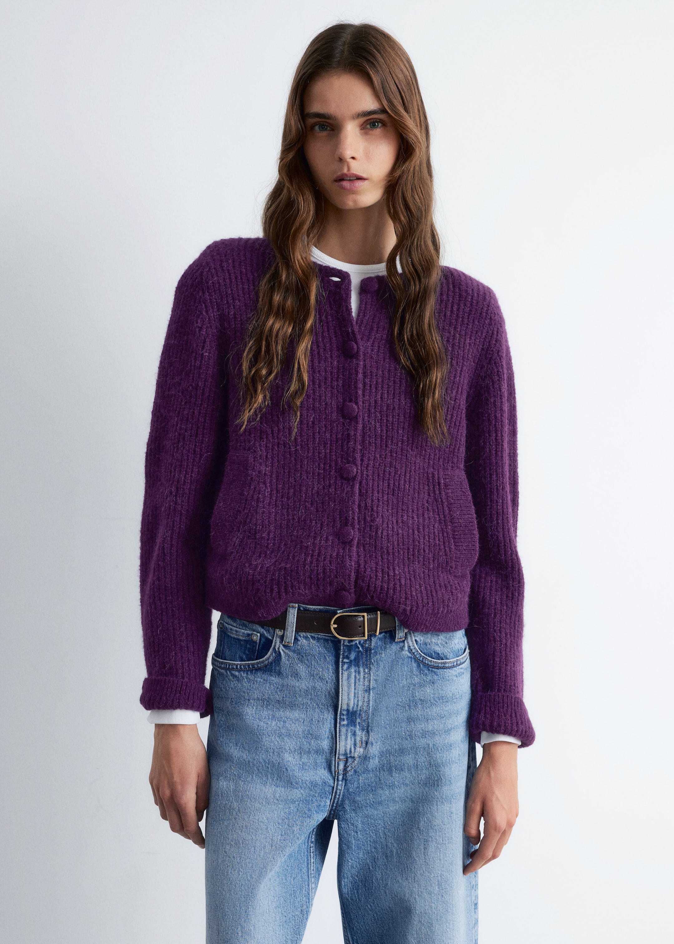 Agrandir l'image: Cardigan en maille côtelée - Violet foncé - FEMME | H&M FR 3