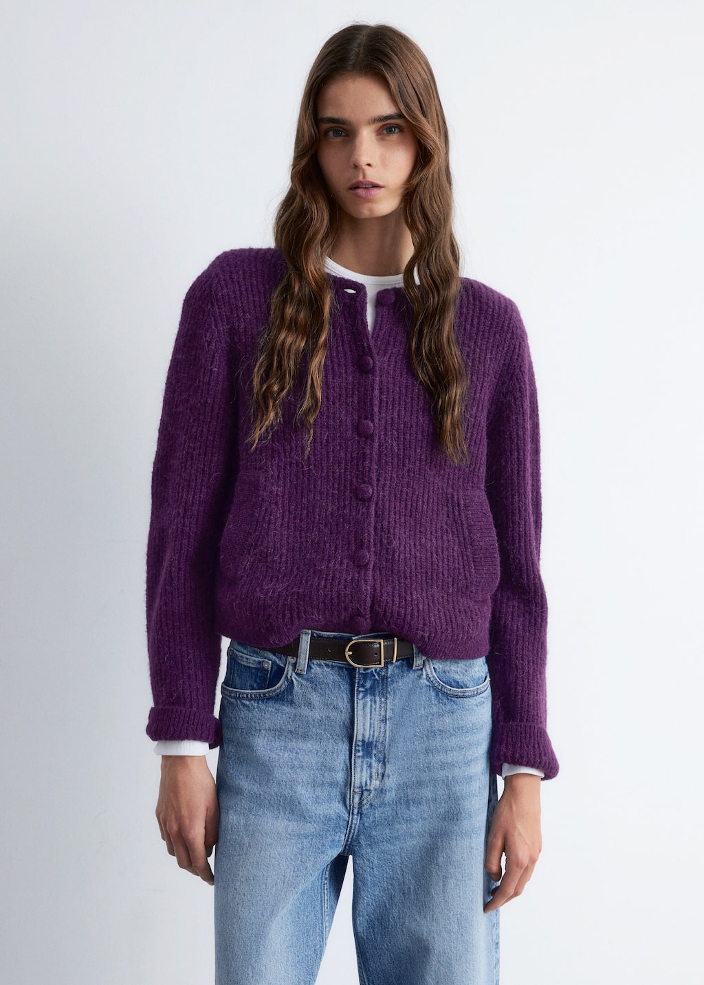Image of Rib-Knit Cardigan
