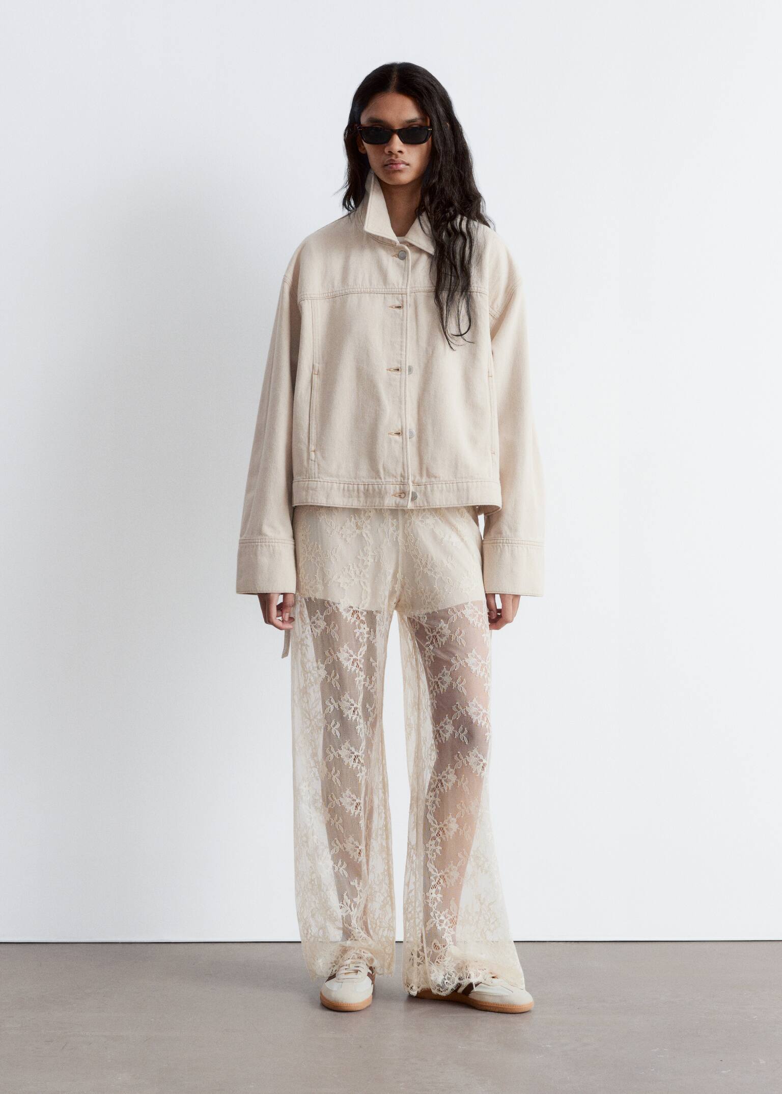 Pantalon en dentelle - Couleur crème