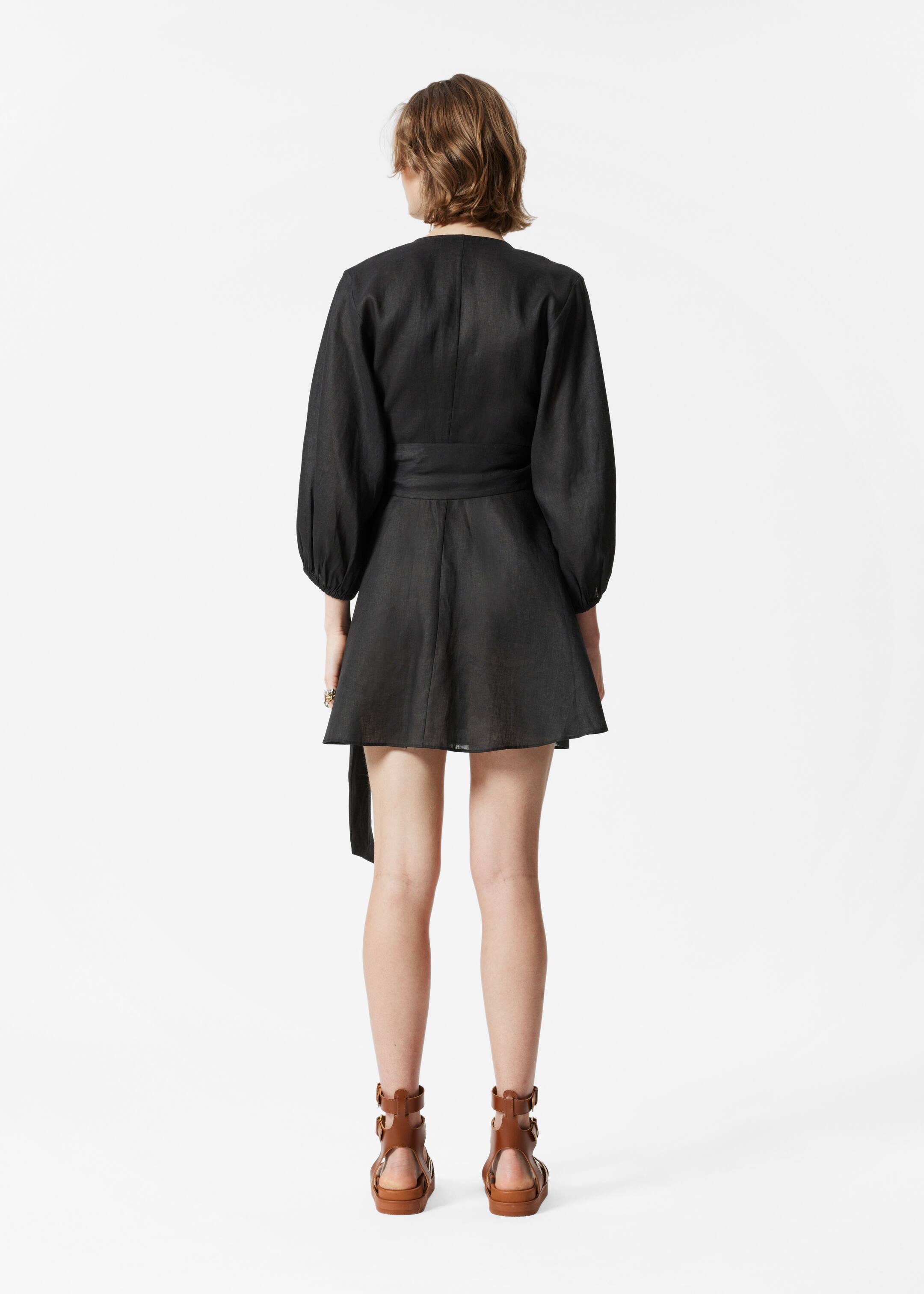 Visualizza immagine più grande: Mini abito a portafoglio in lino - Nero - DONNA | H&M IT 4