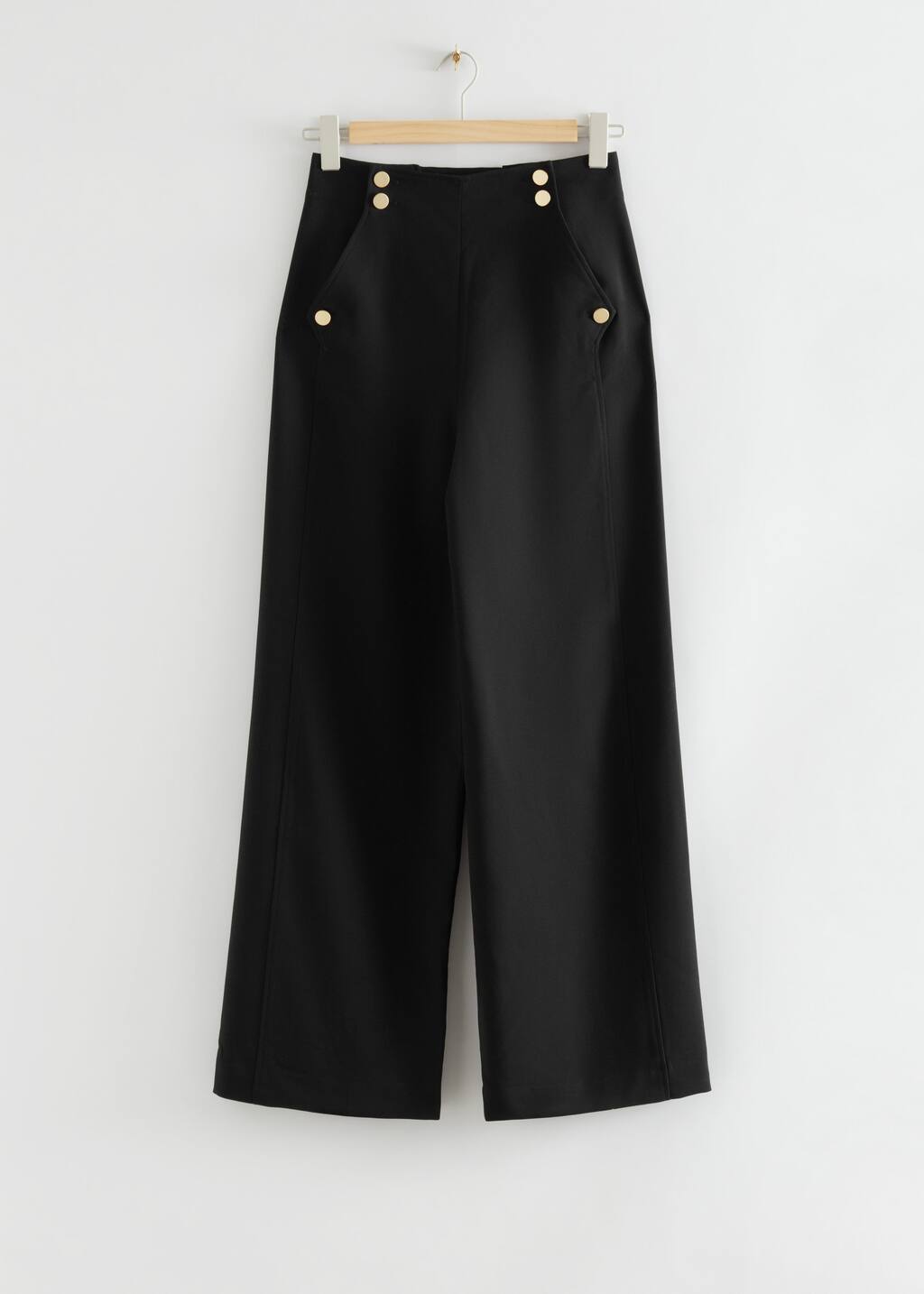 Front-ButtonedHighWaistTrousers - Black - Natura morta