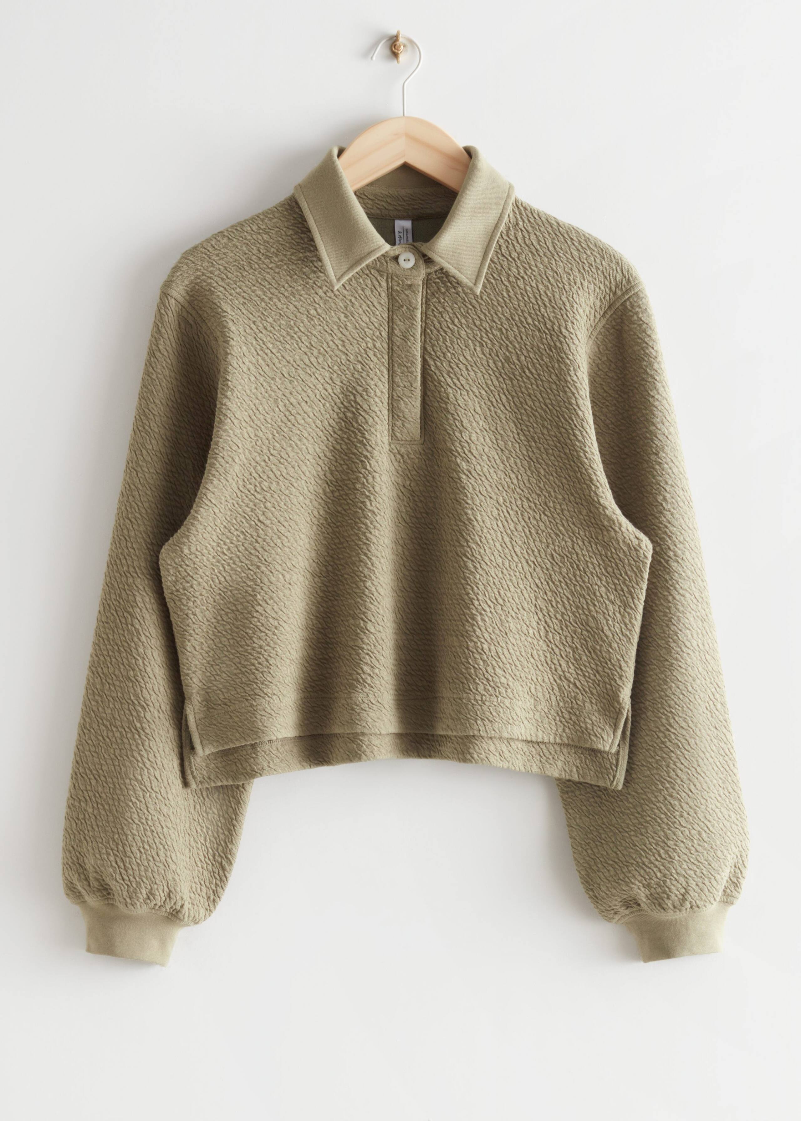 Textured Boxy Sweater - Khaki - Still Life