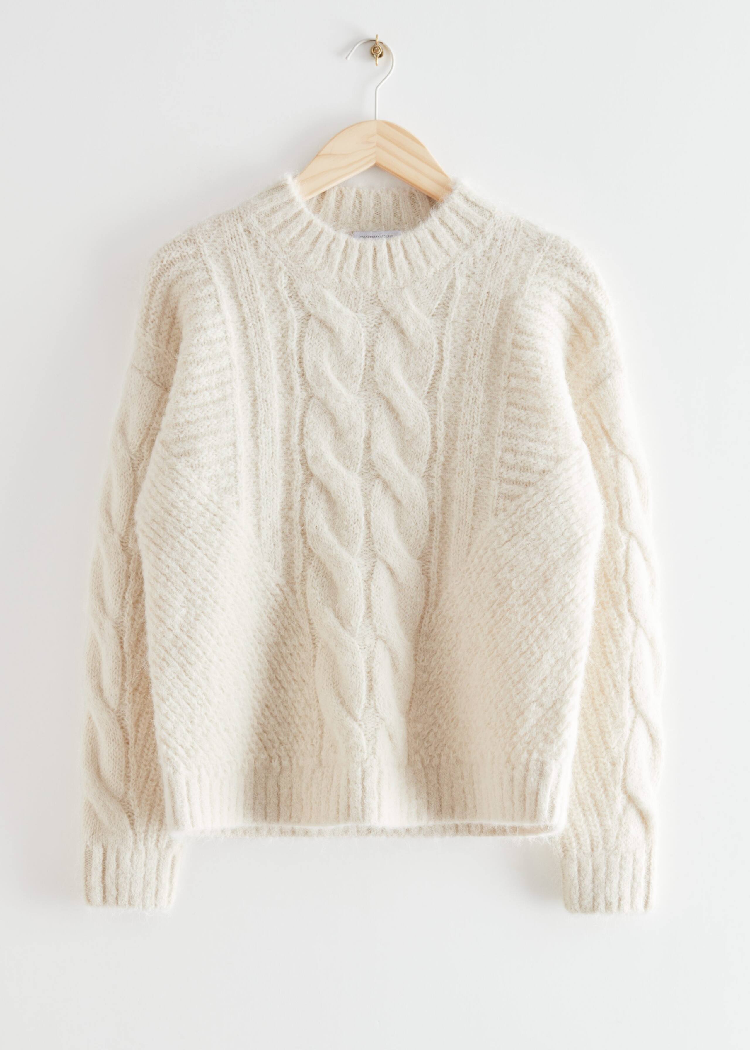 Cable Knit Wool Sweater - Cream - Bodegón