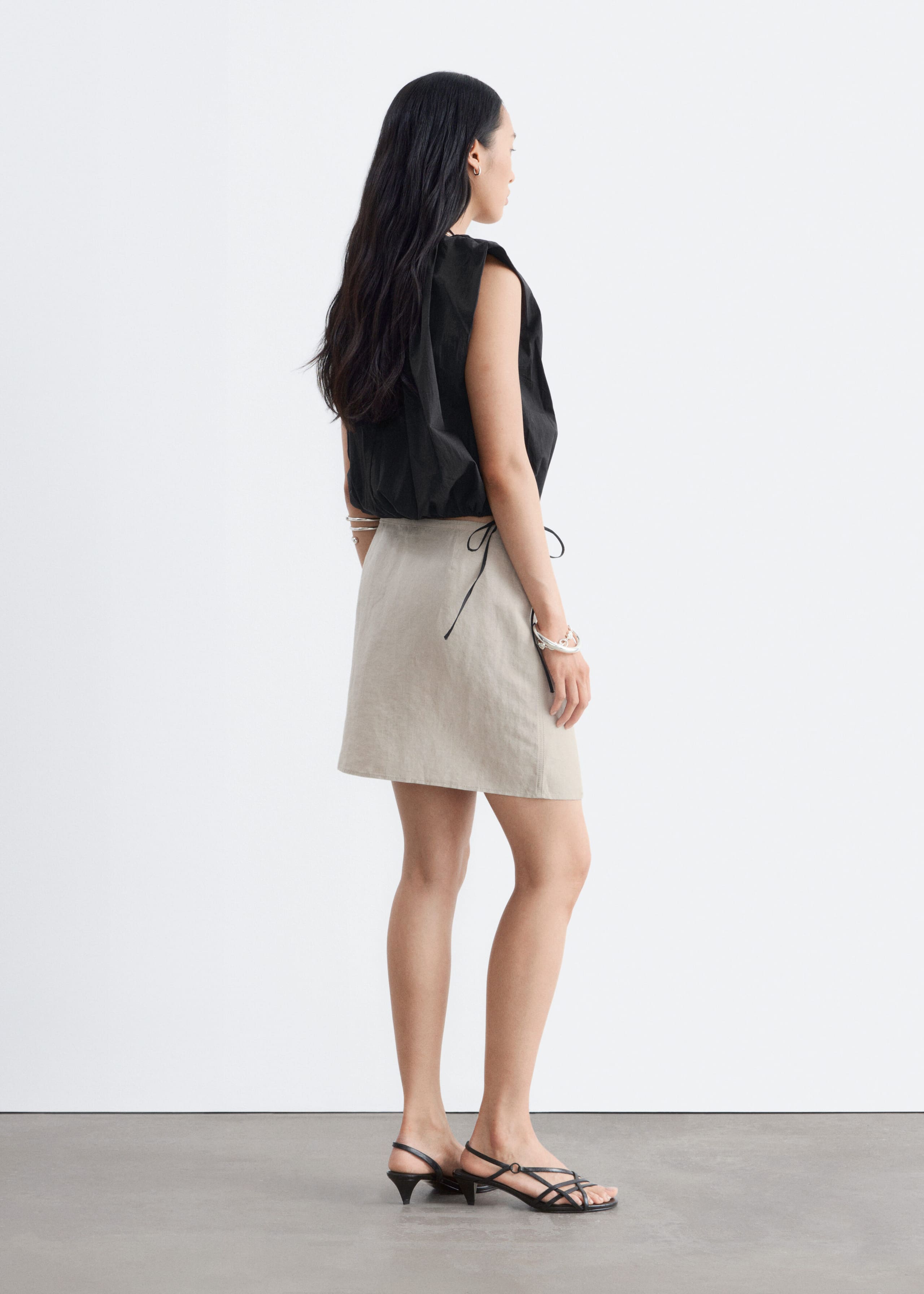 Linen-Blend Mini Skirt - Beige - Lookbook