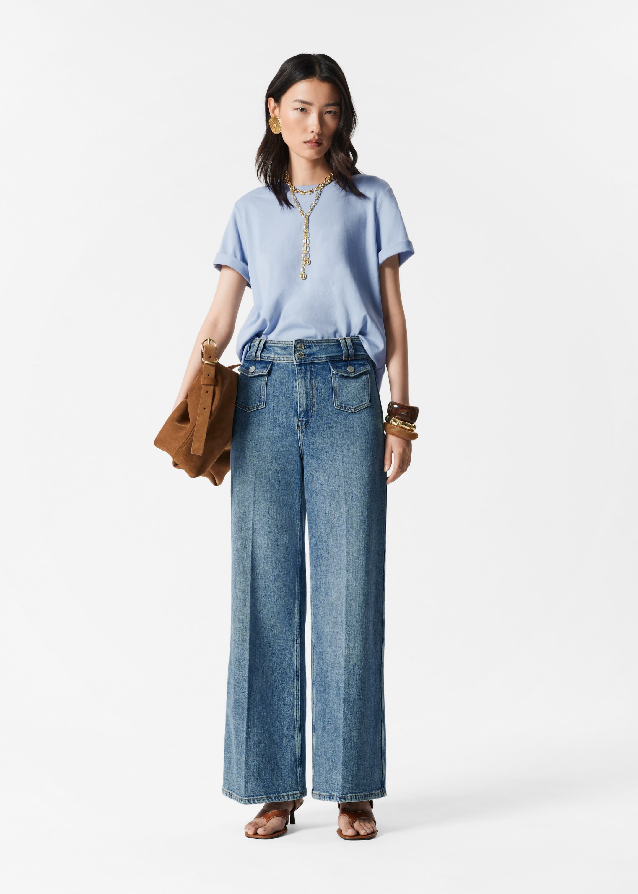 Größeres Bild ansehen: T-Shirt mit Rundhalsausschnitt - Taubenblau - Ladies | H&M DE 3