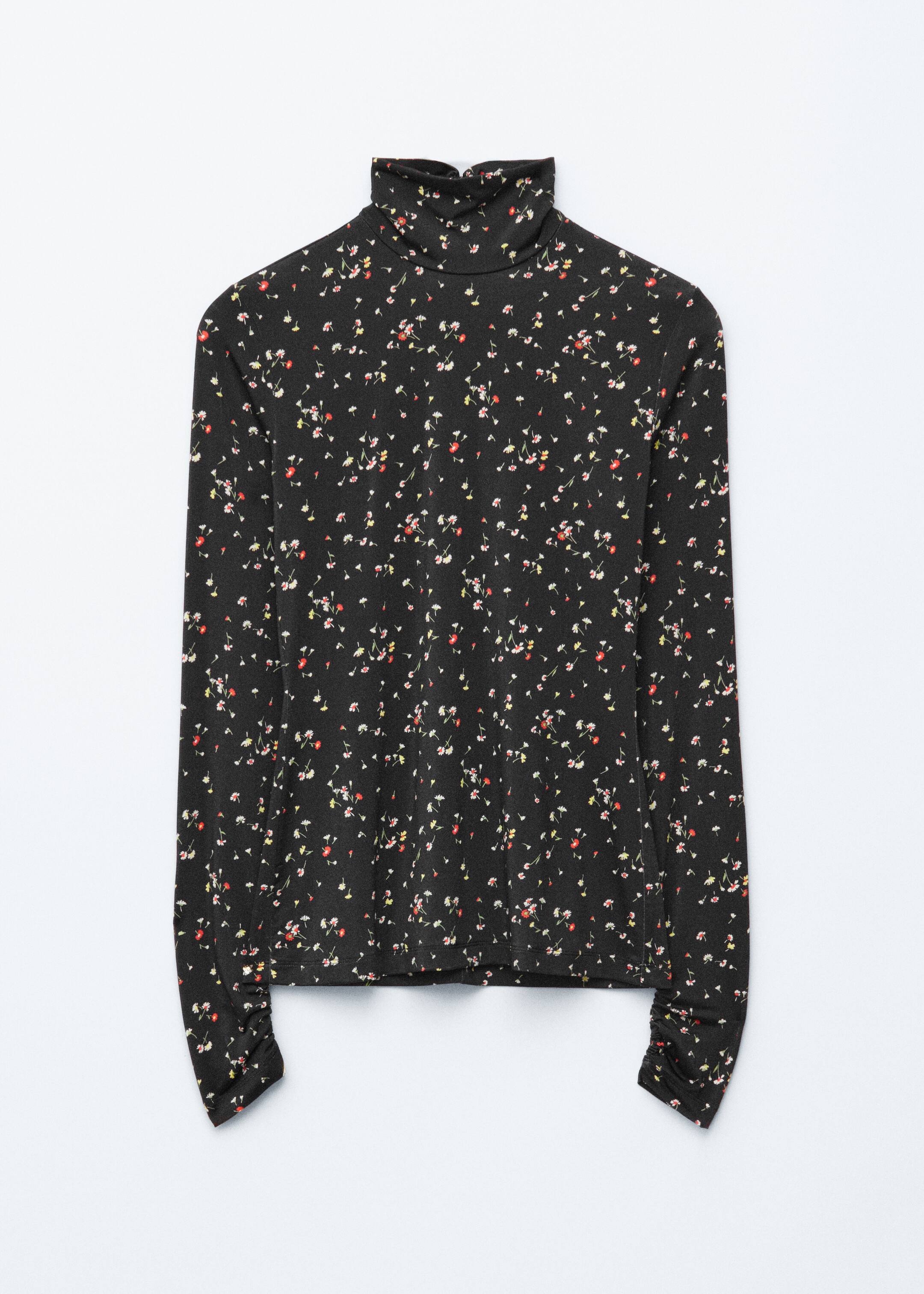 View larger image: Slim Fit Turtleneck Top - Black/Red Florals - Ladies | H&M GB 6