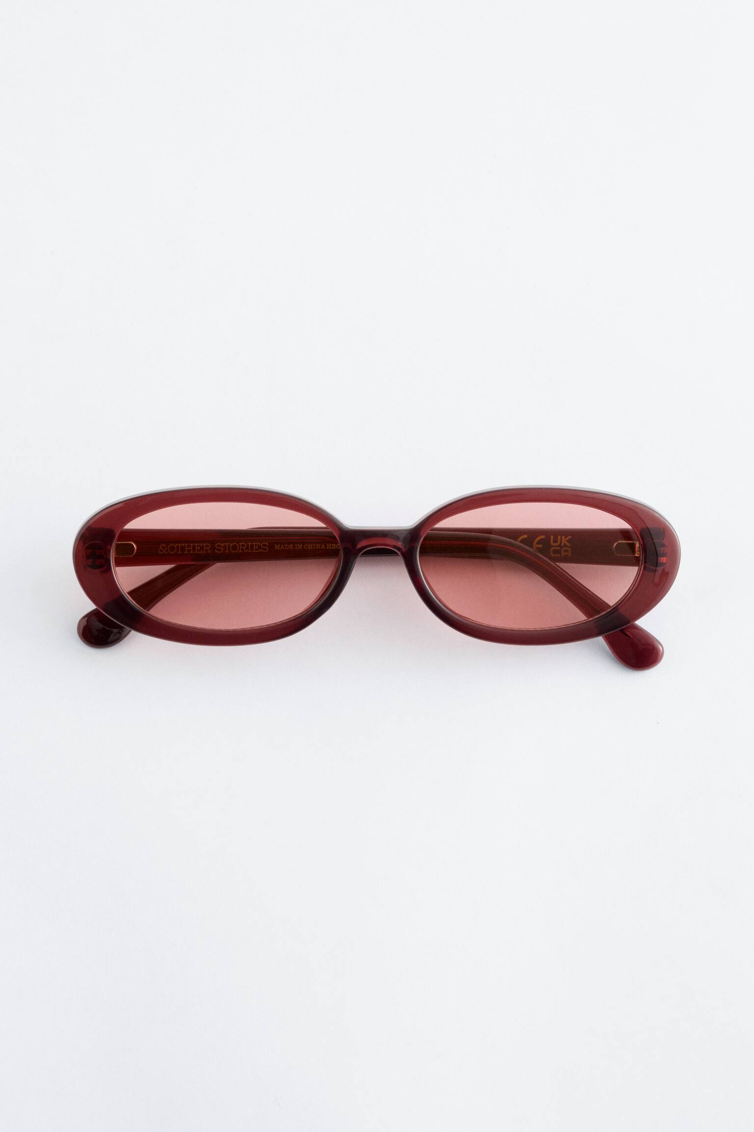 Smalle zonnebril met ovaal montuur - Bordeauxrood/Zwart