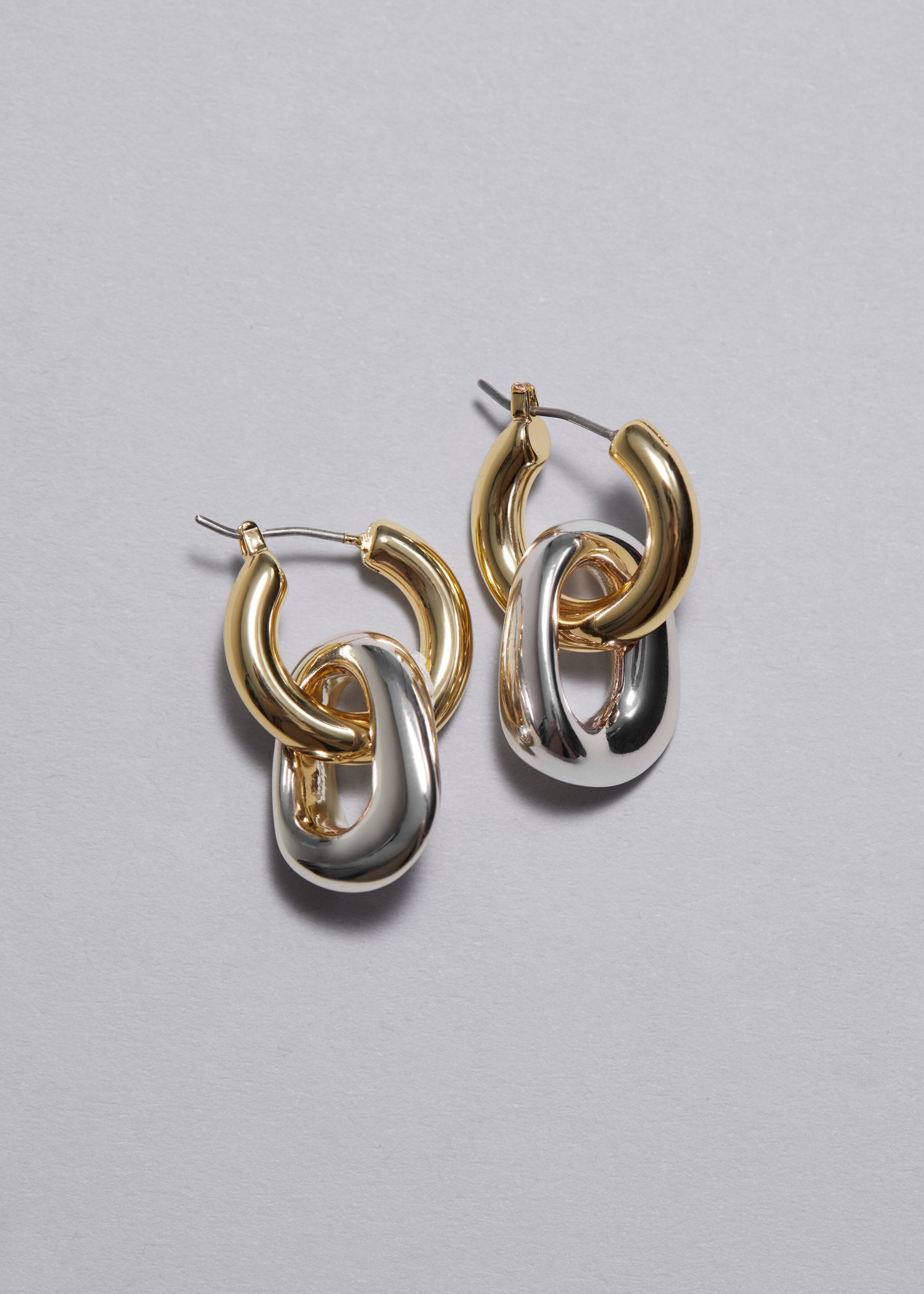 Double Hoop Pendant Earrings - Gold/Silver - Still Life