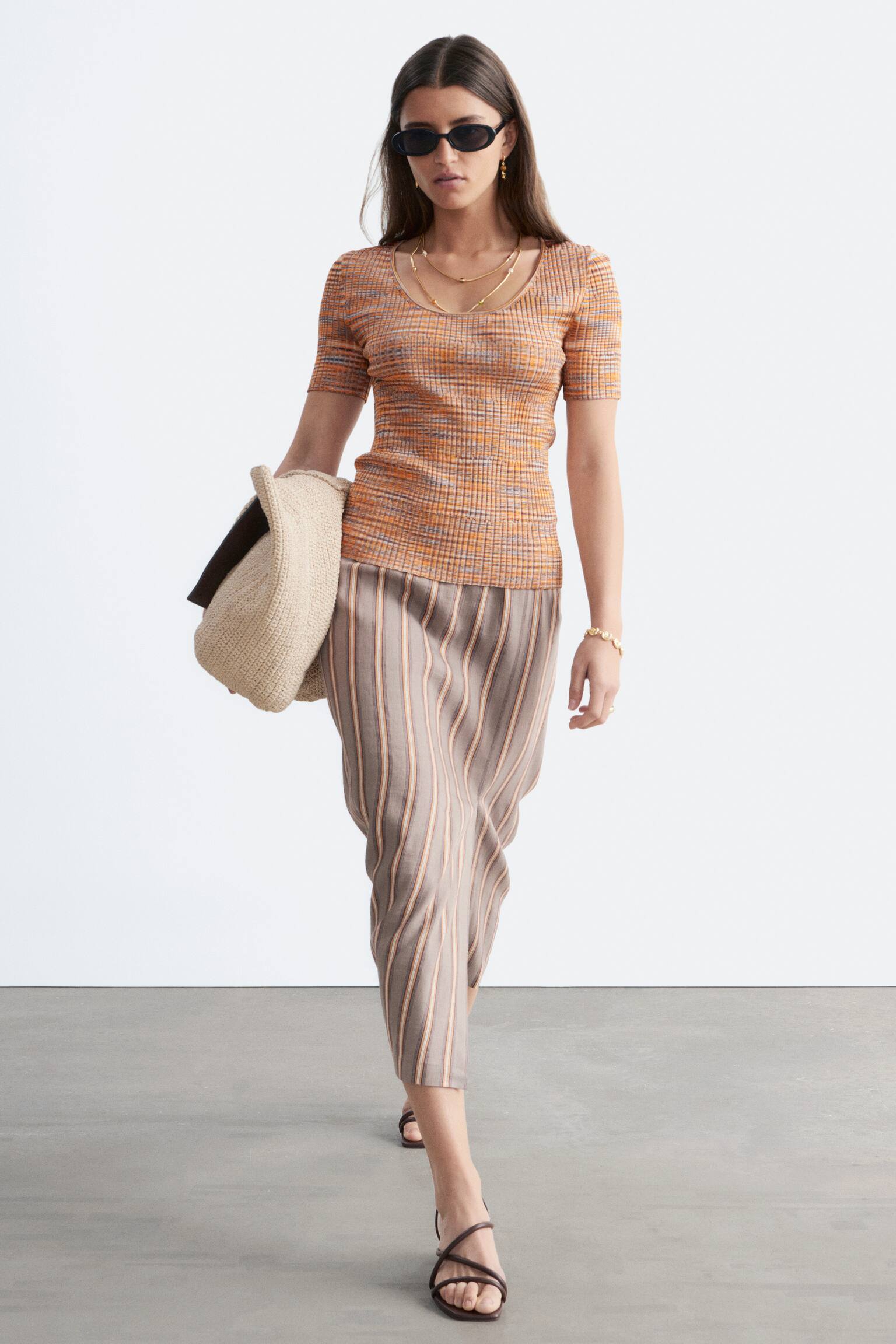 Midirok - Taupe/gestreept - 1