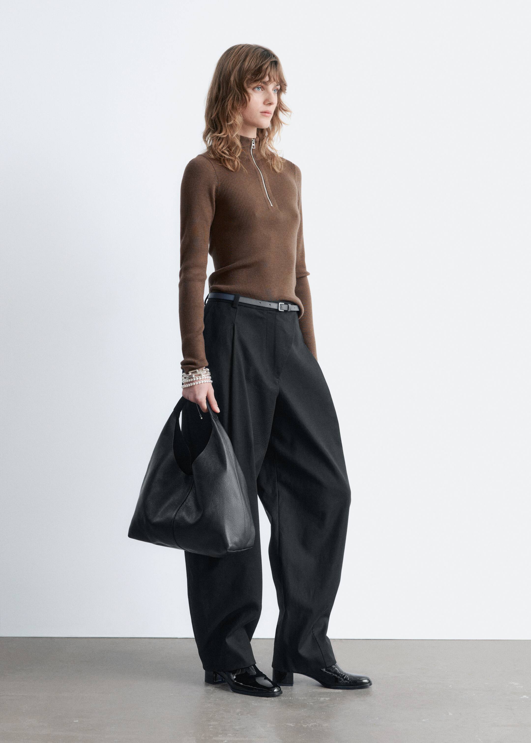 Grotere afbeelding bekijken: Wollen trui met halve rits - Brown - DAMES | H&M NL 4