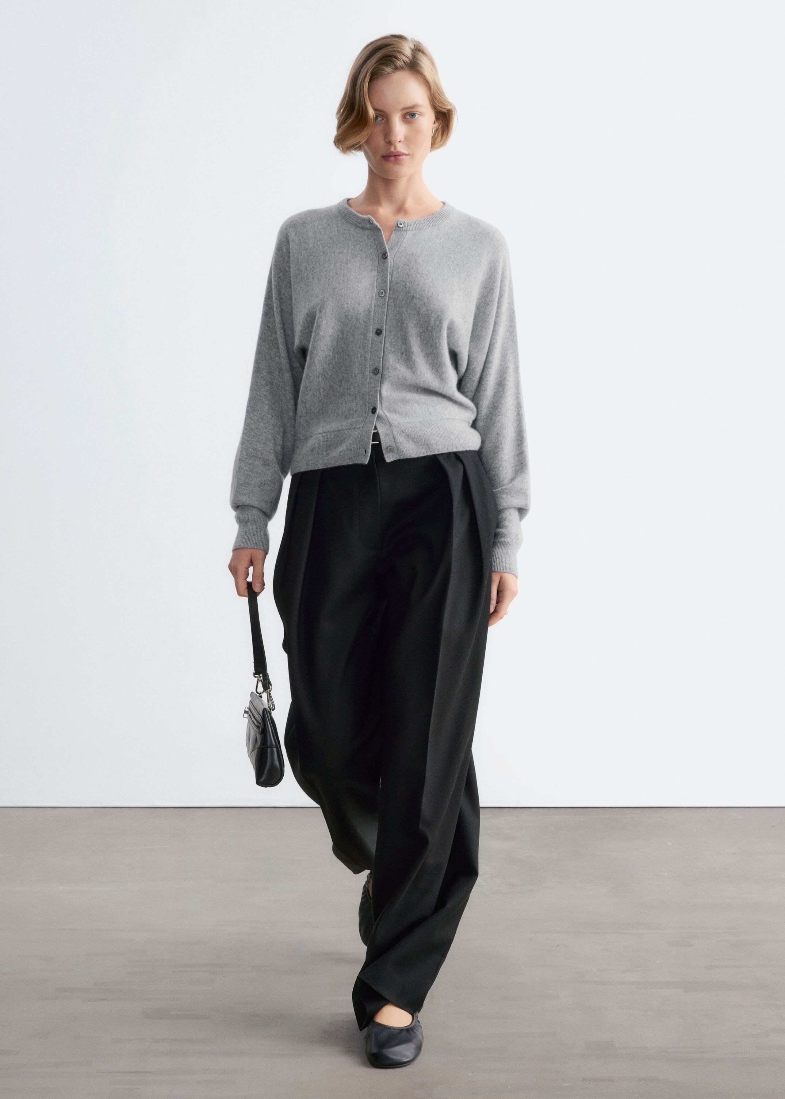 Kaszmirowy kardigan – Szary – Lookbook