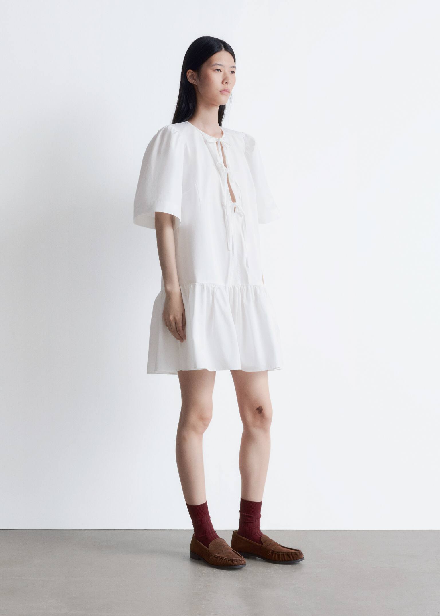 Minivestido peplum - Blanco/Rojo/Rayas amarillas/Rosa oscuro - 5