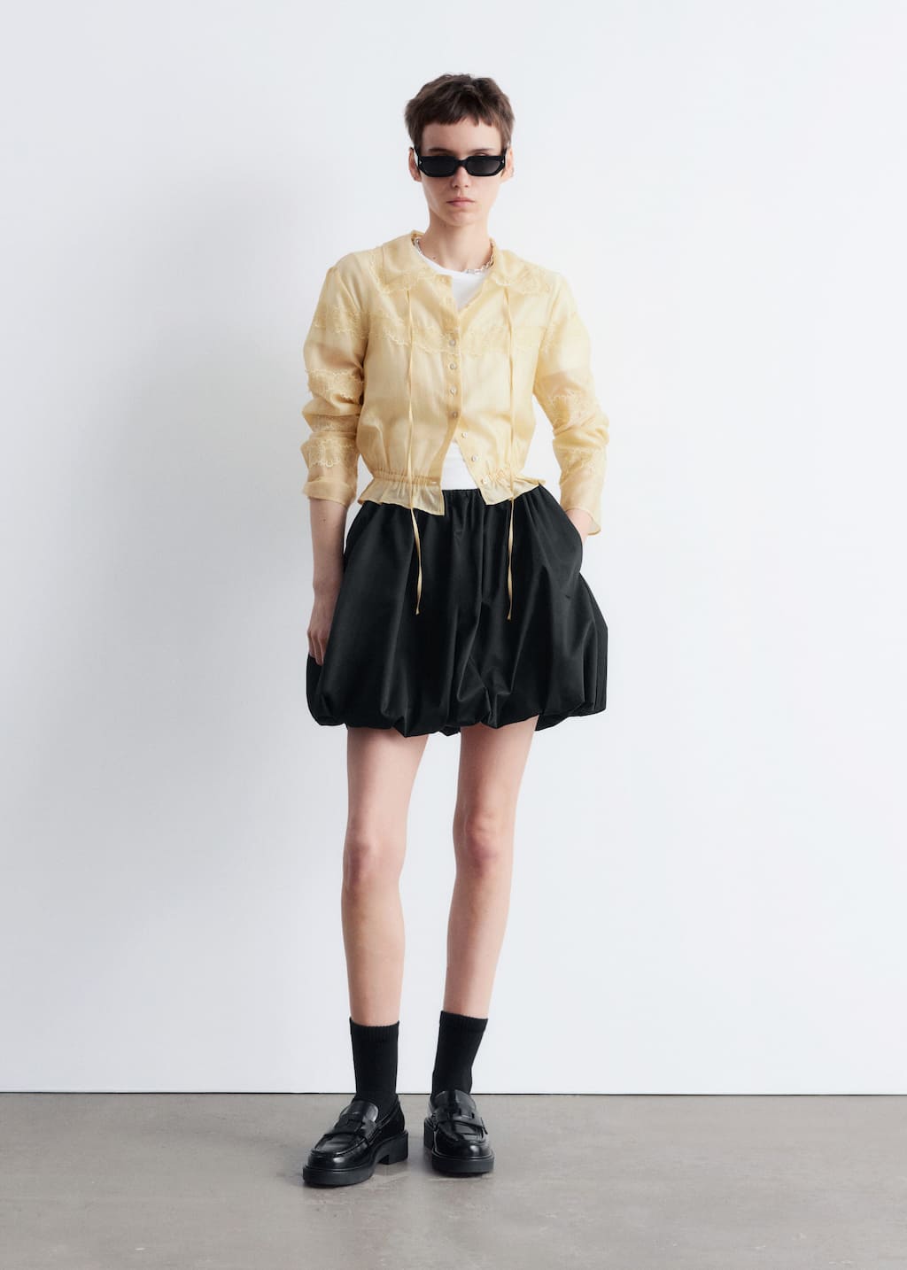 Image of Long-Sleeve Lace Blouse