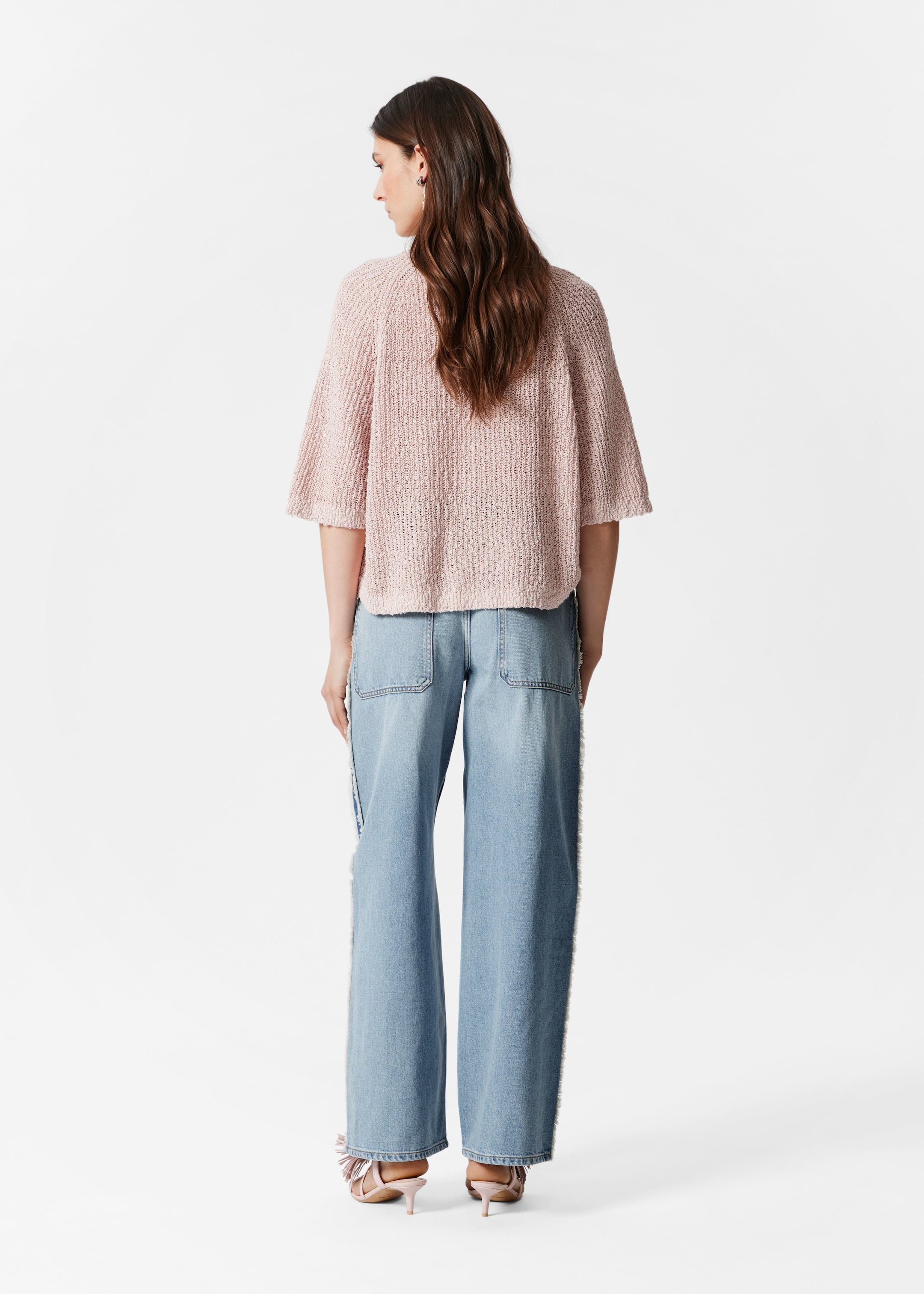 Agrandir l'image: T-shirt en maille de soie mélangée - Rose poudré - FEMME | H&M FR 4