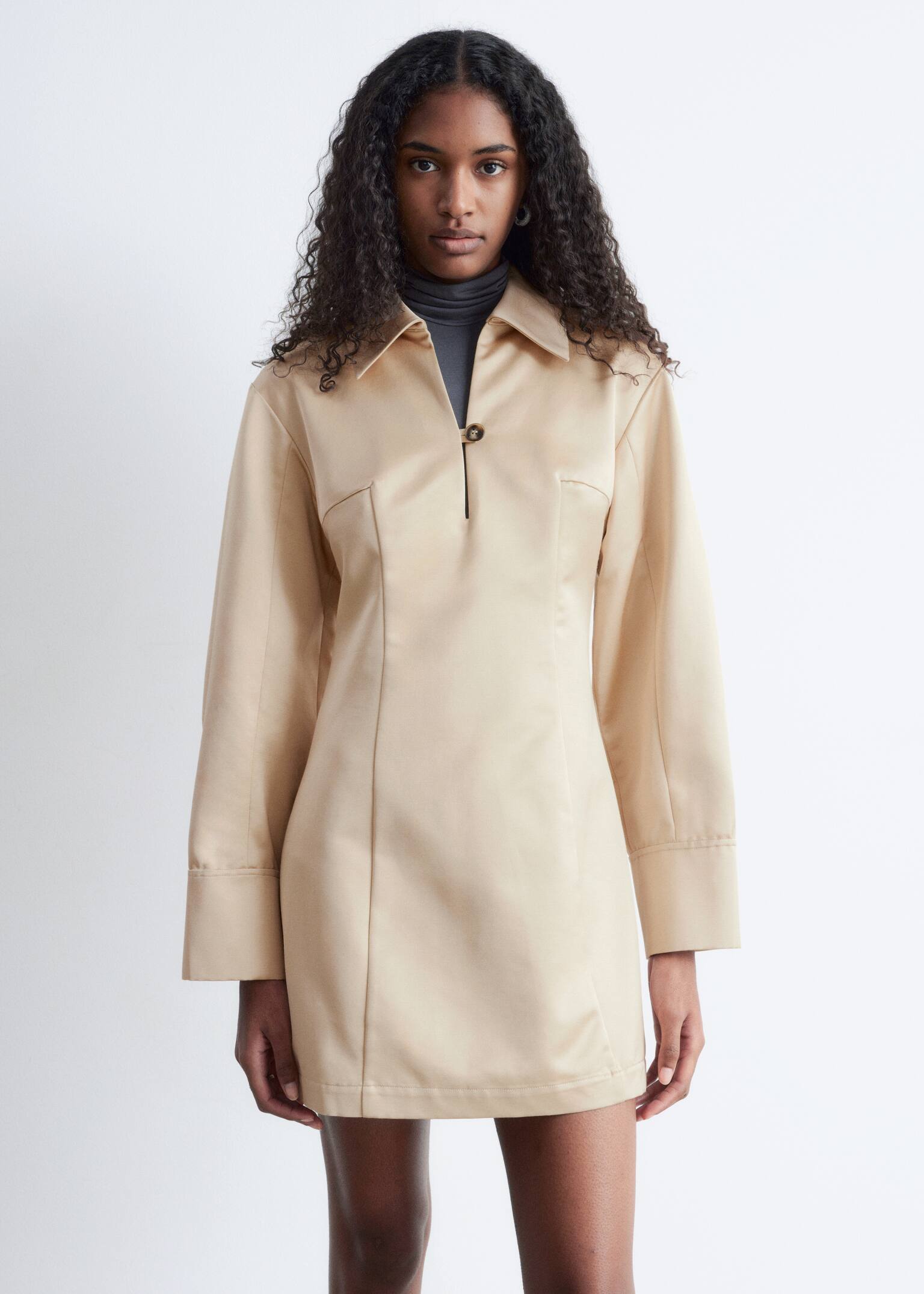 Kort blazerkjole - Beige - 5