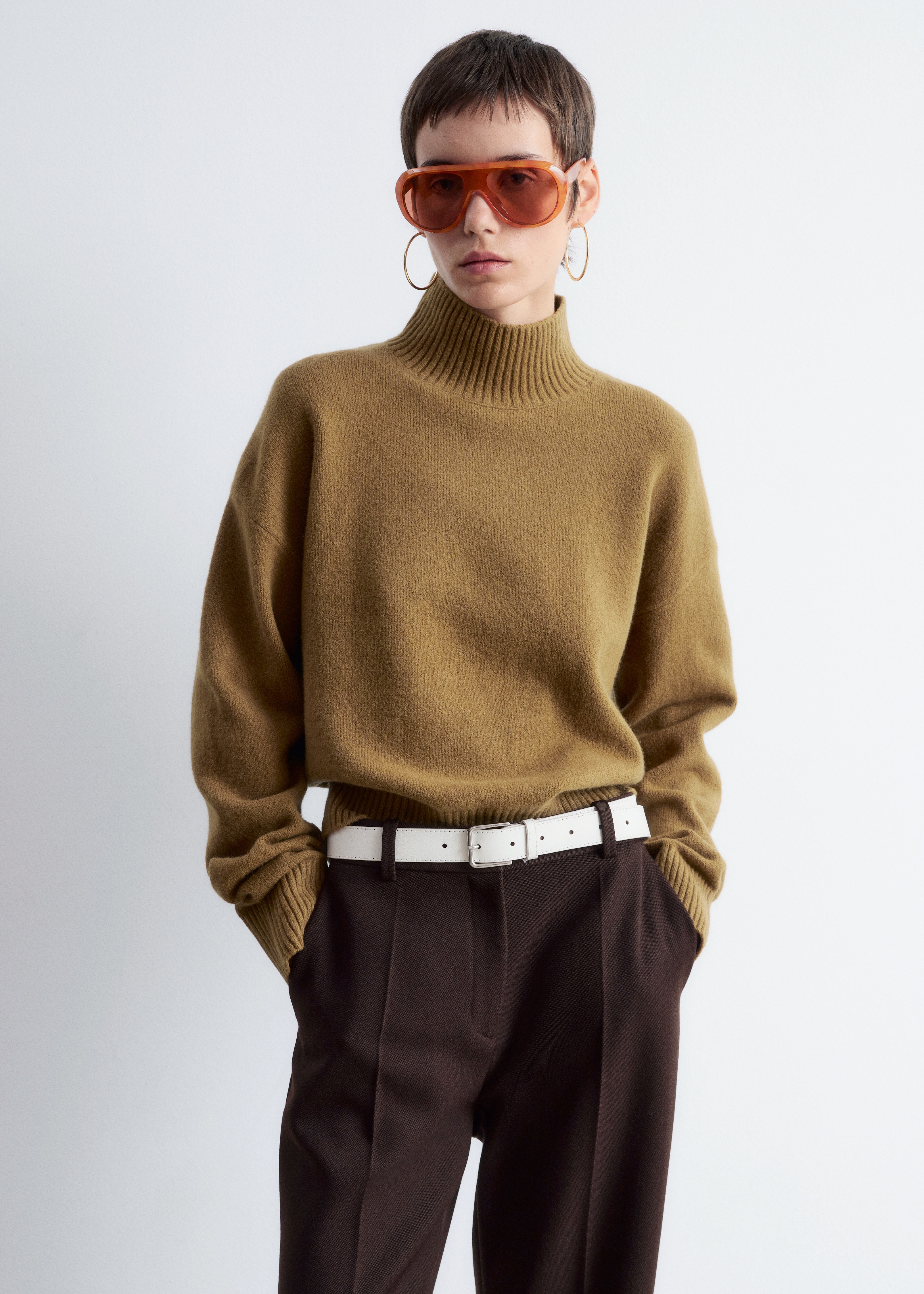 Turtleneck Jumper - Sötét bézs/Fekete/világoskék/Sötét vakond/Bordó/Rózsaszín