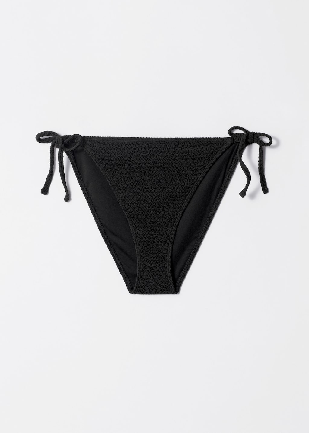 Textured Tie-Detail Bikini Briefs - Black - Still Life