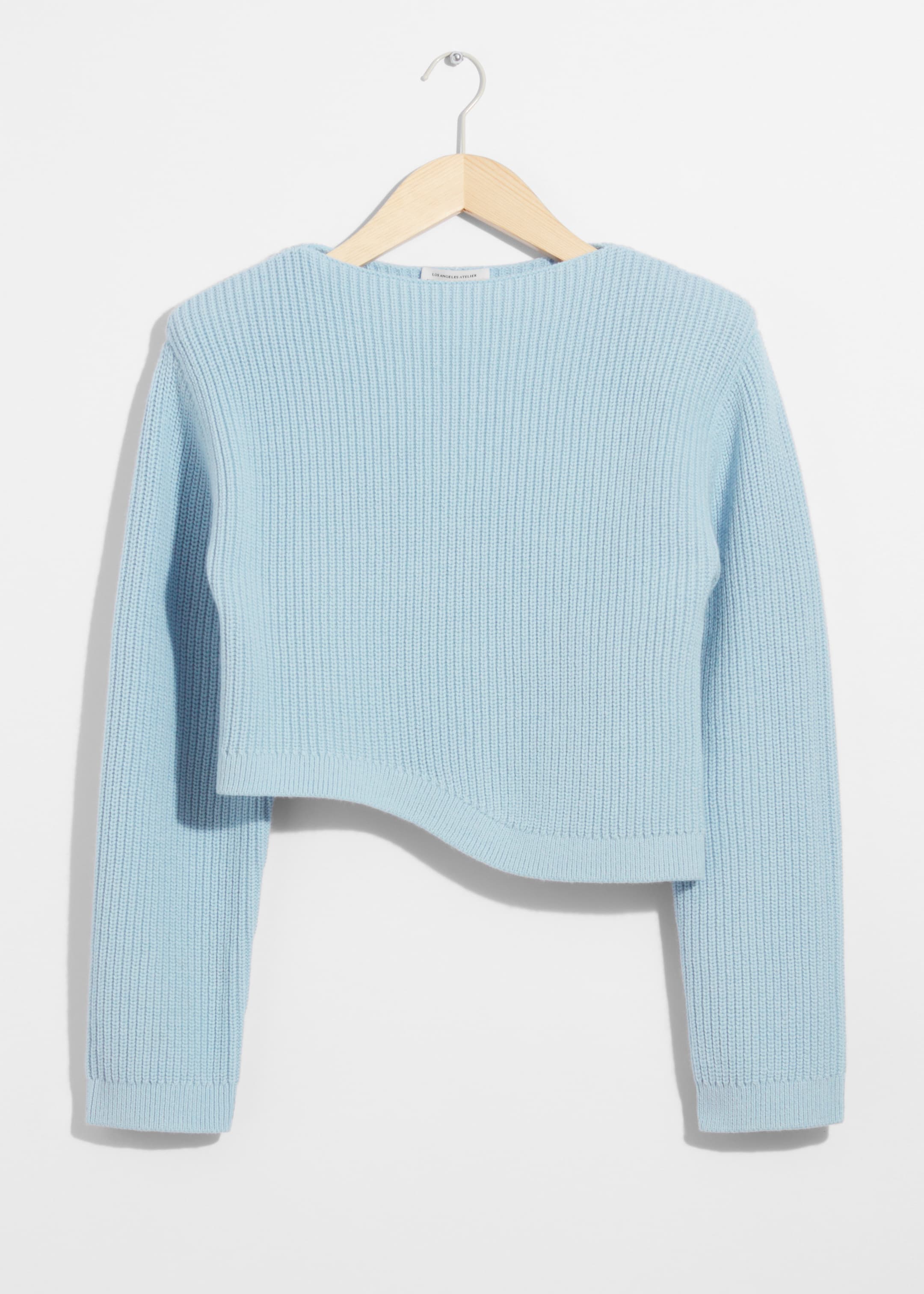 Visa större bild: Asymmetrisk ribbstickad tröja - Ljusblå - DAM | H&M FI 1