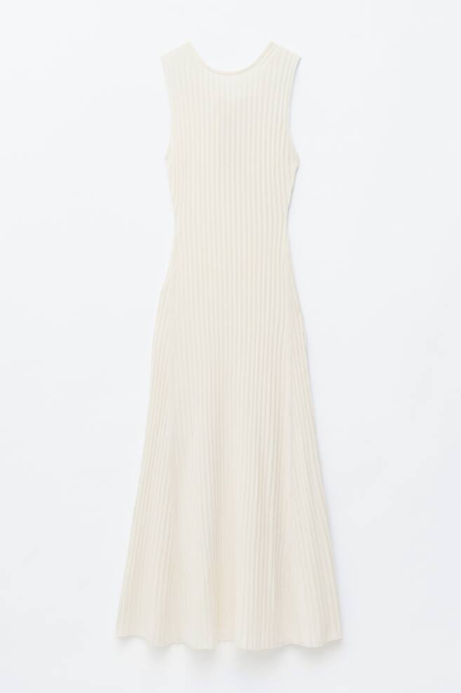 Robe midi côtelée - Écru/Rouge - 1