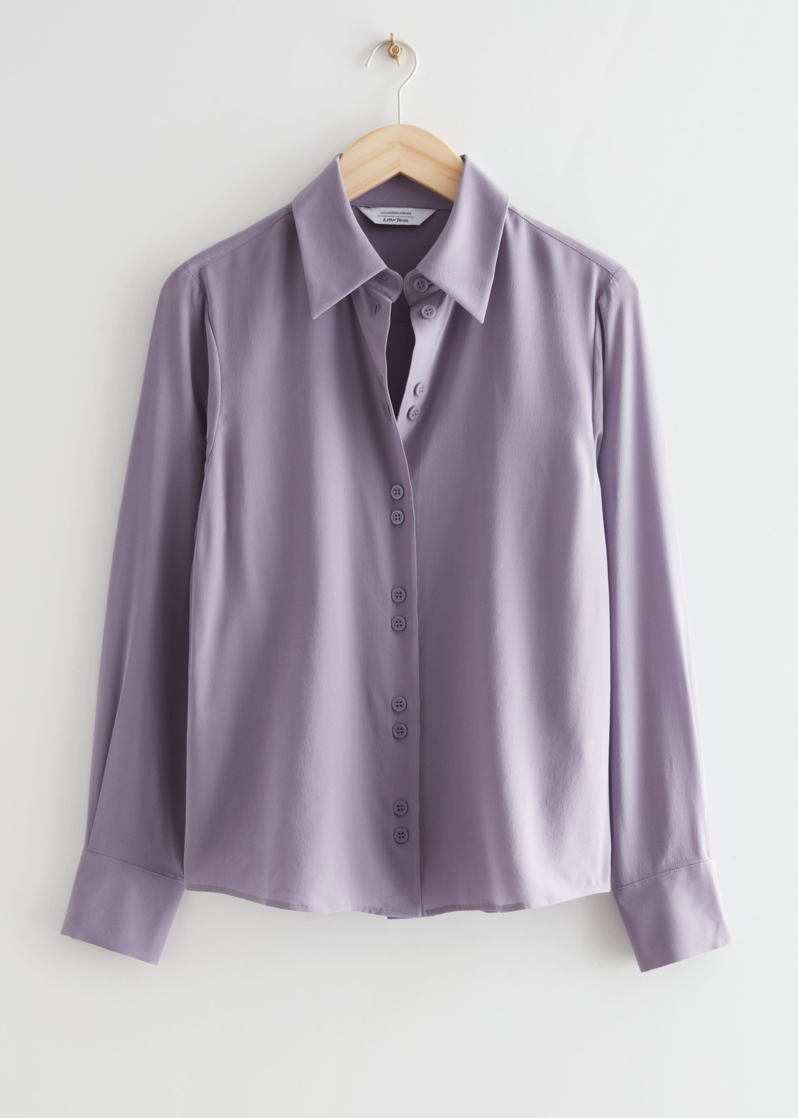MulberrySilkButtonedBlouse - Bright Blue - Natura morta