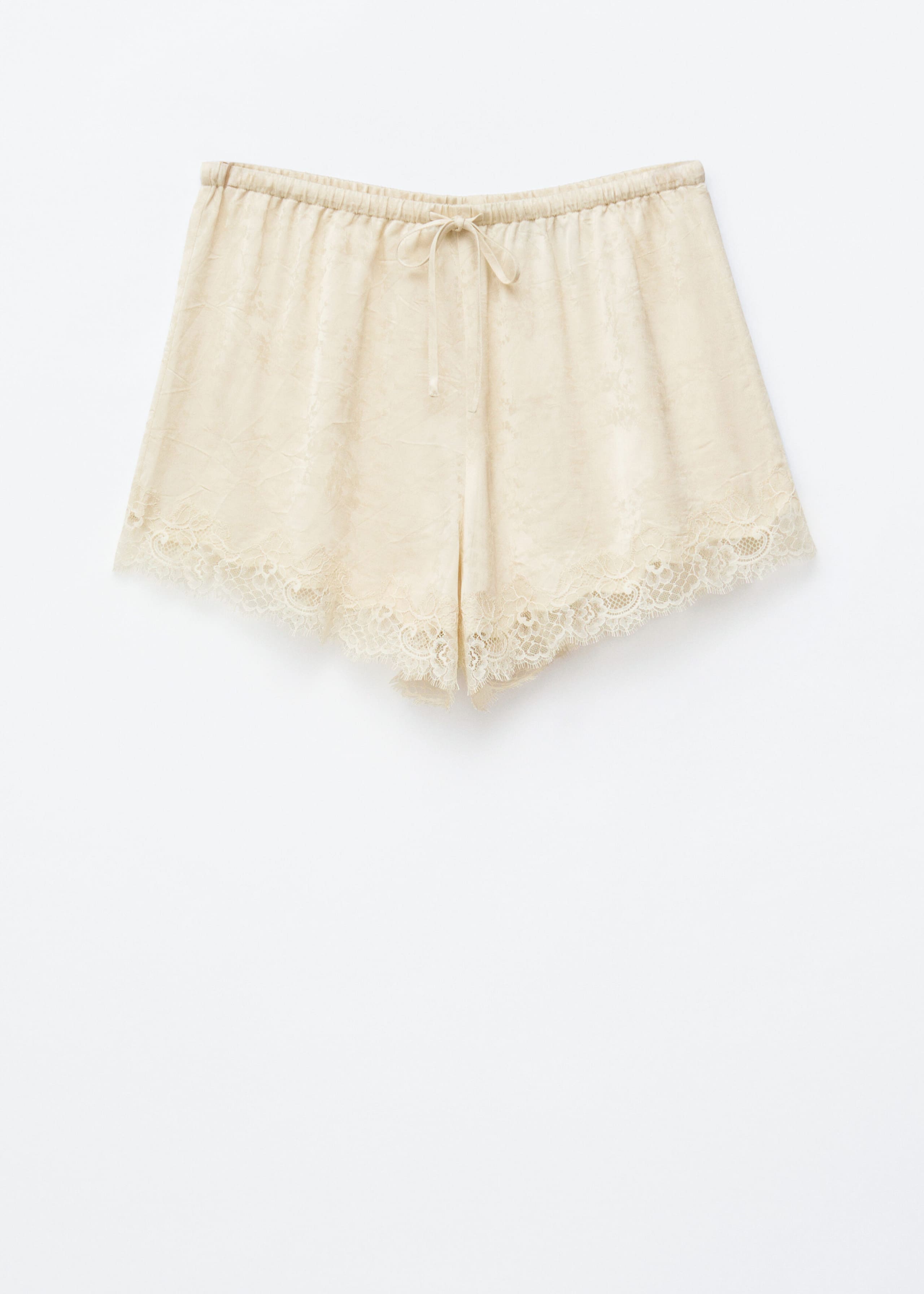 Short court jacquard à empiècement en dentelle - Beige clair - Still Life