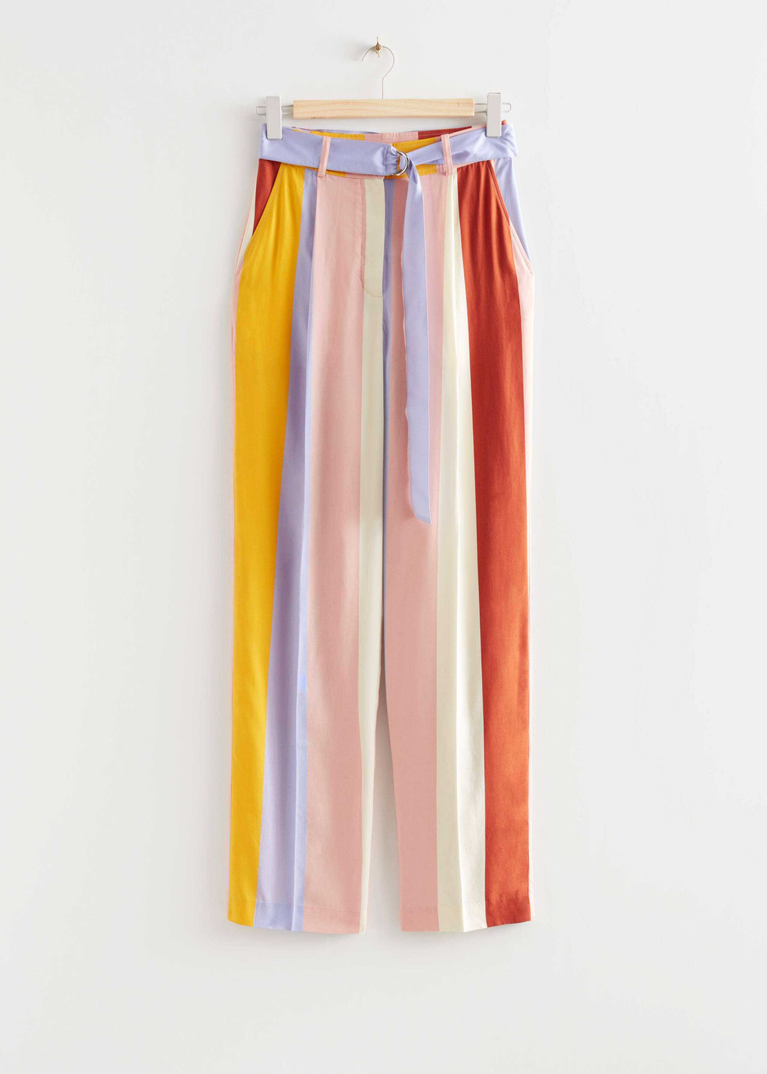 BeltedSilkTrousers - Yellow/Lilac/Pink - Natura morta