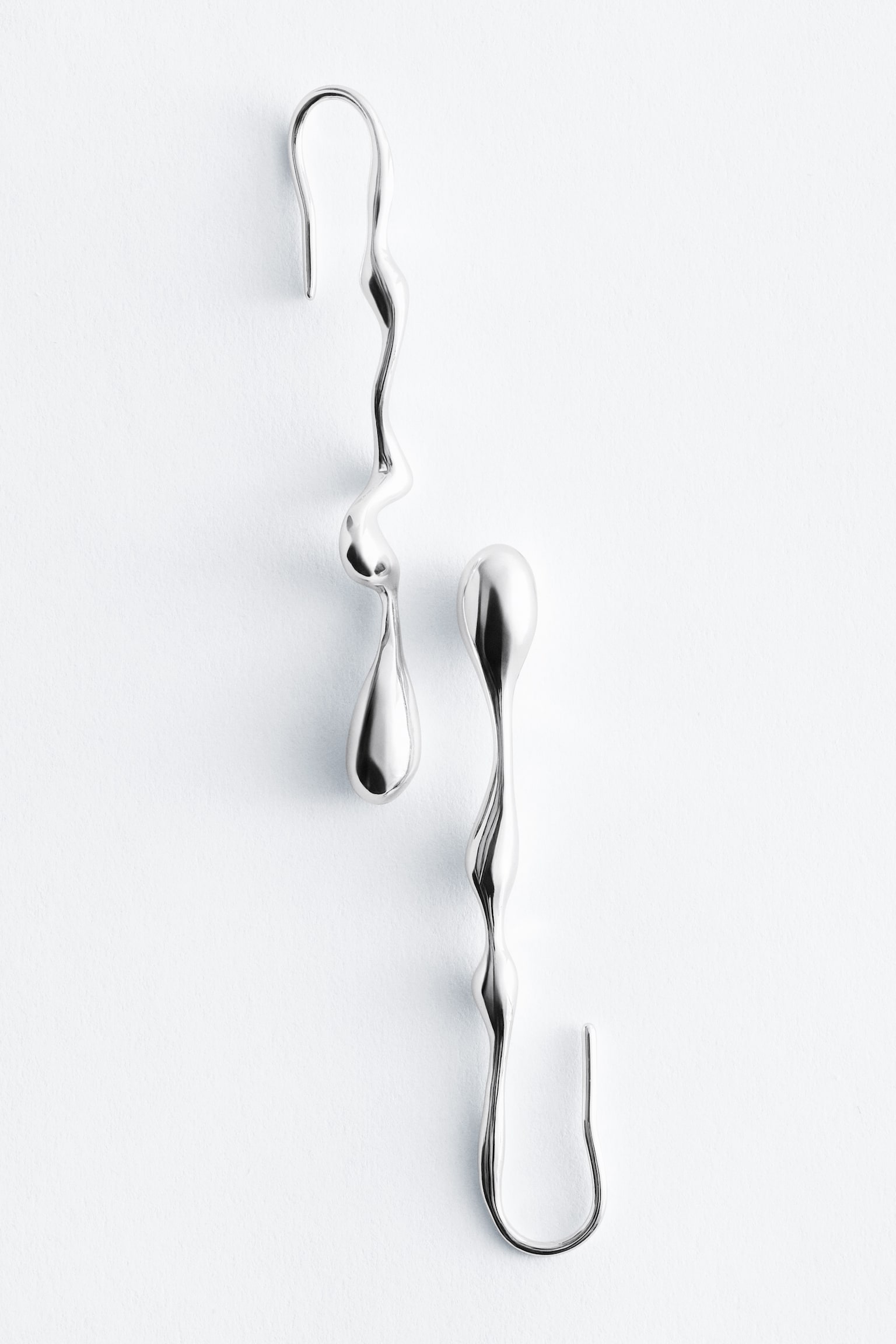 Cercei Drop Alungiți - Argintiu/Inel auriu - 3