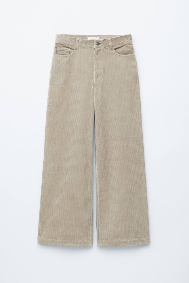 Wide-Leg Corduroy Trousers - Mole/Cream/Dark Red - 1