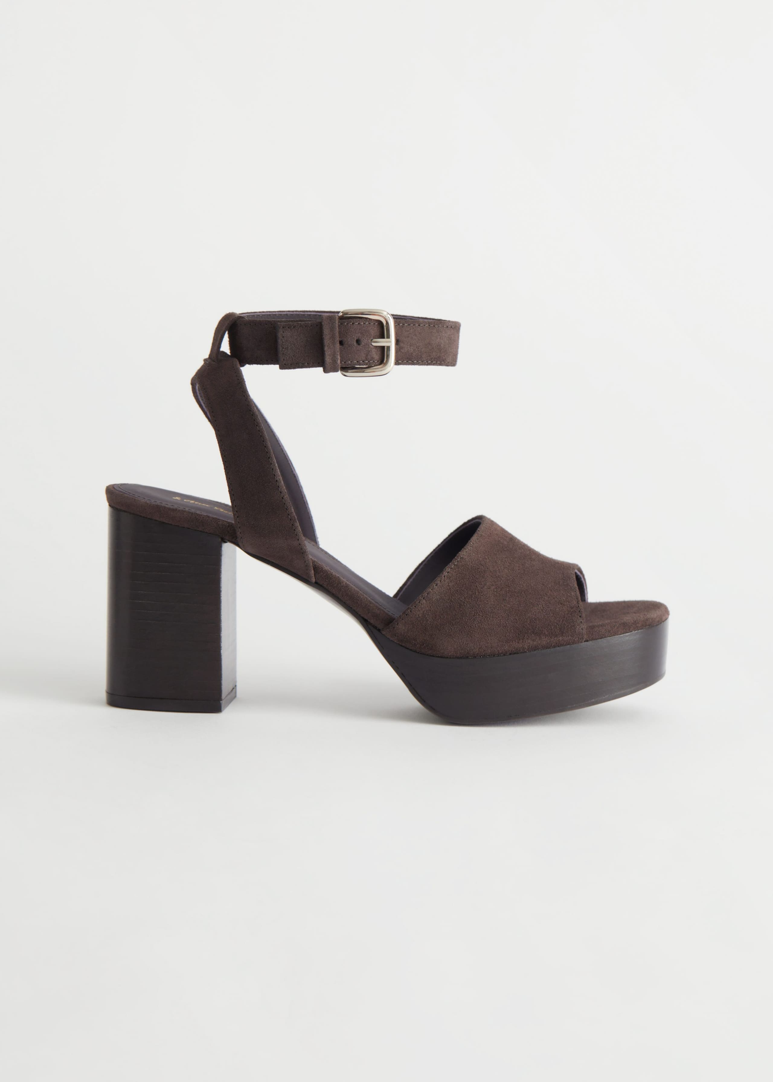 Image of Heeled Peep Toe Suede Sandals