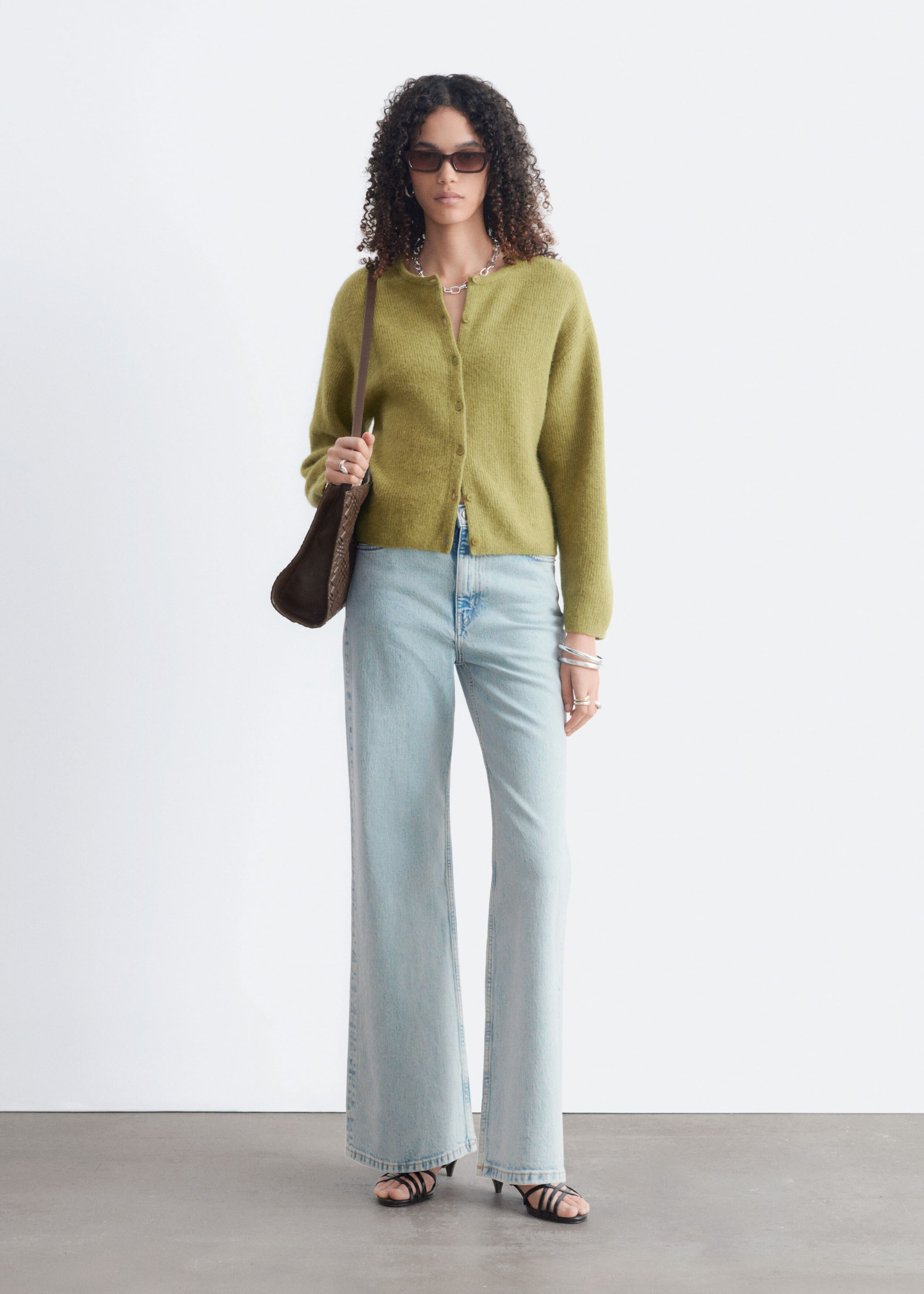 Alpaca-Blend Knitted Cardigan - Green - Still Life