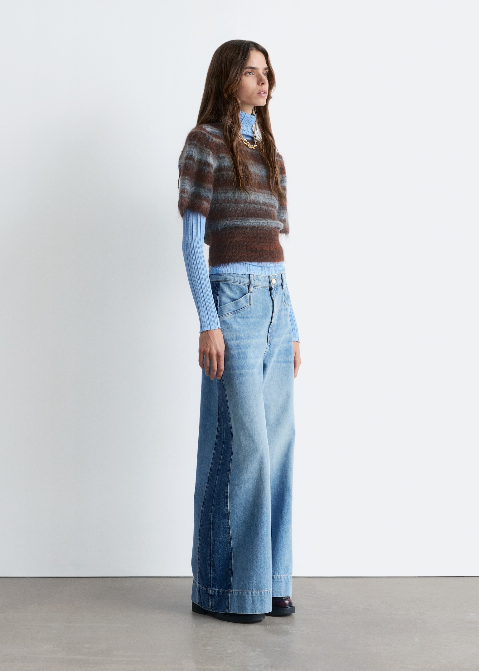 Long Wide-Leg Jeans - Mid Blue - 6