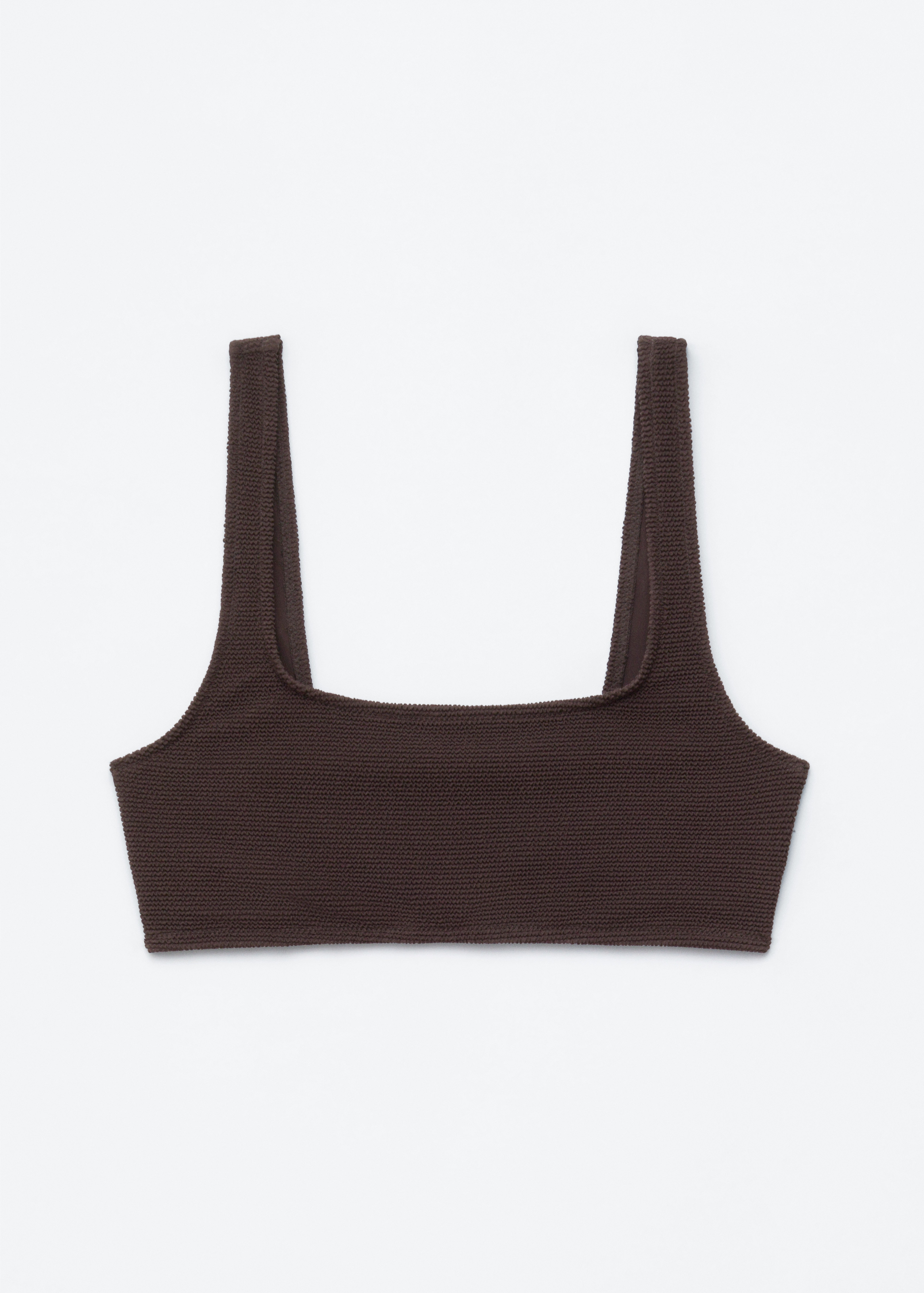 Bikinitopje met textuur - Donkerbruin/Kakigroen/Rood