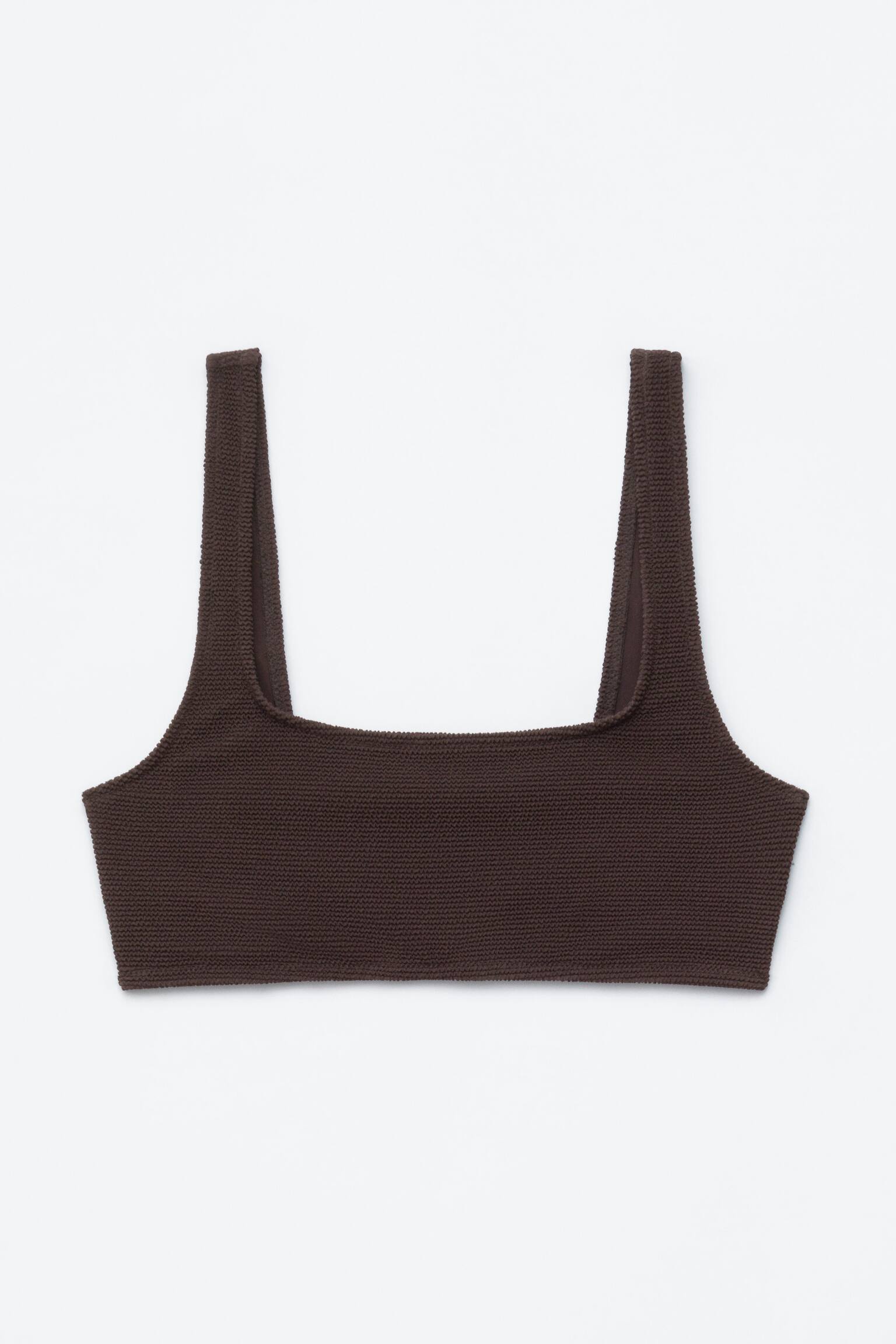 Teksturowana góra od bikini - Ciemnobrązowy/Zielony khaki/Czerwony - 2