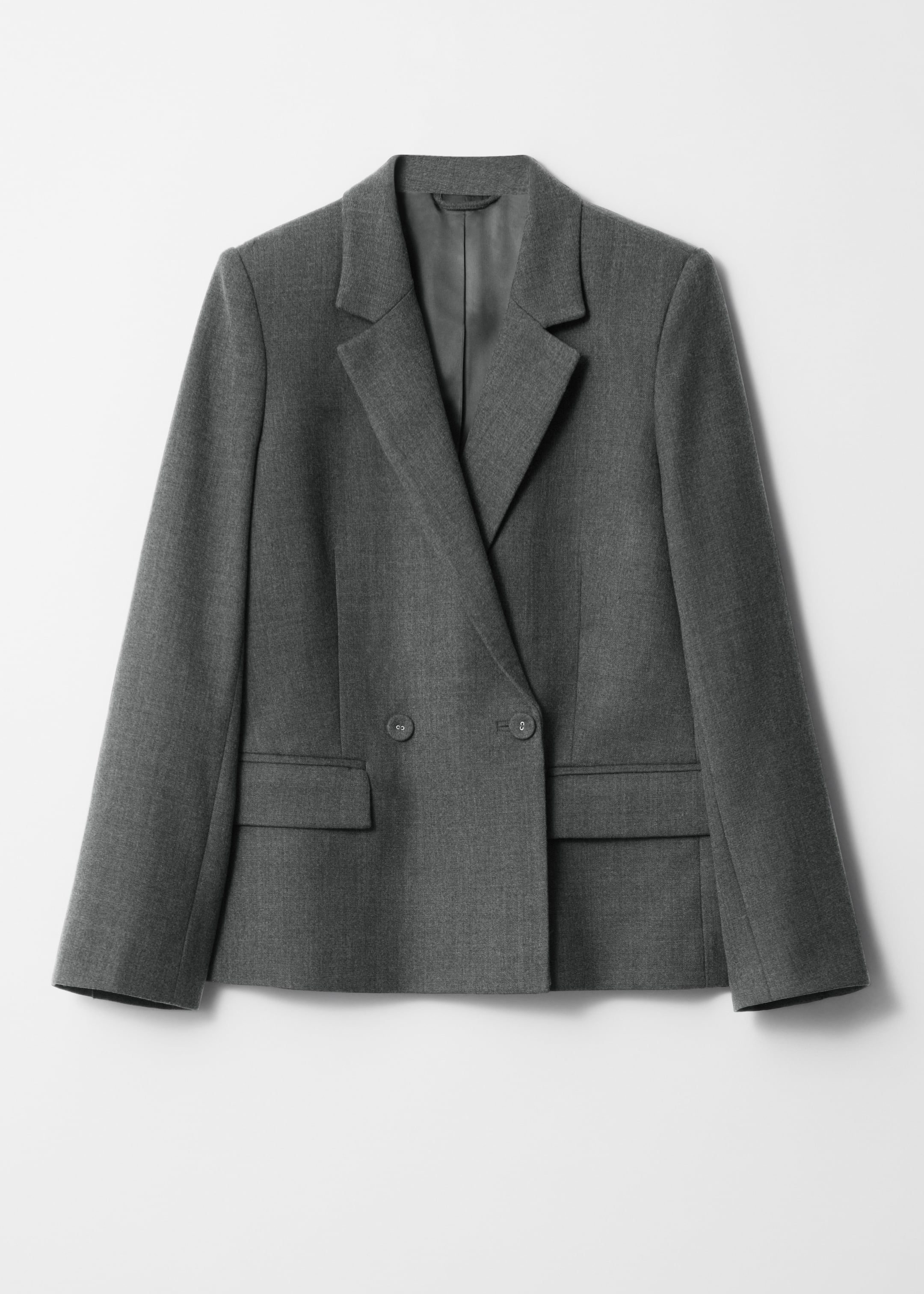 Visa större bild: Dubbelknäppt kavaj i ull - Mörkgrå - DAM | H&M SE 1