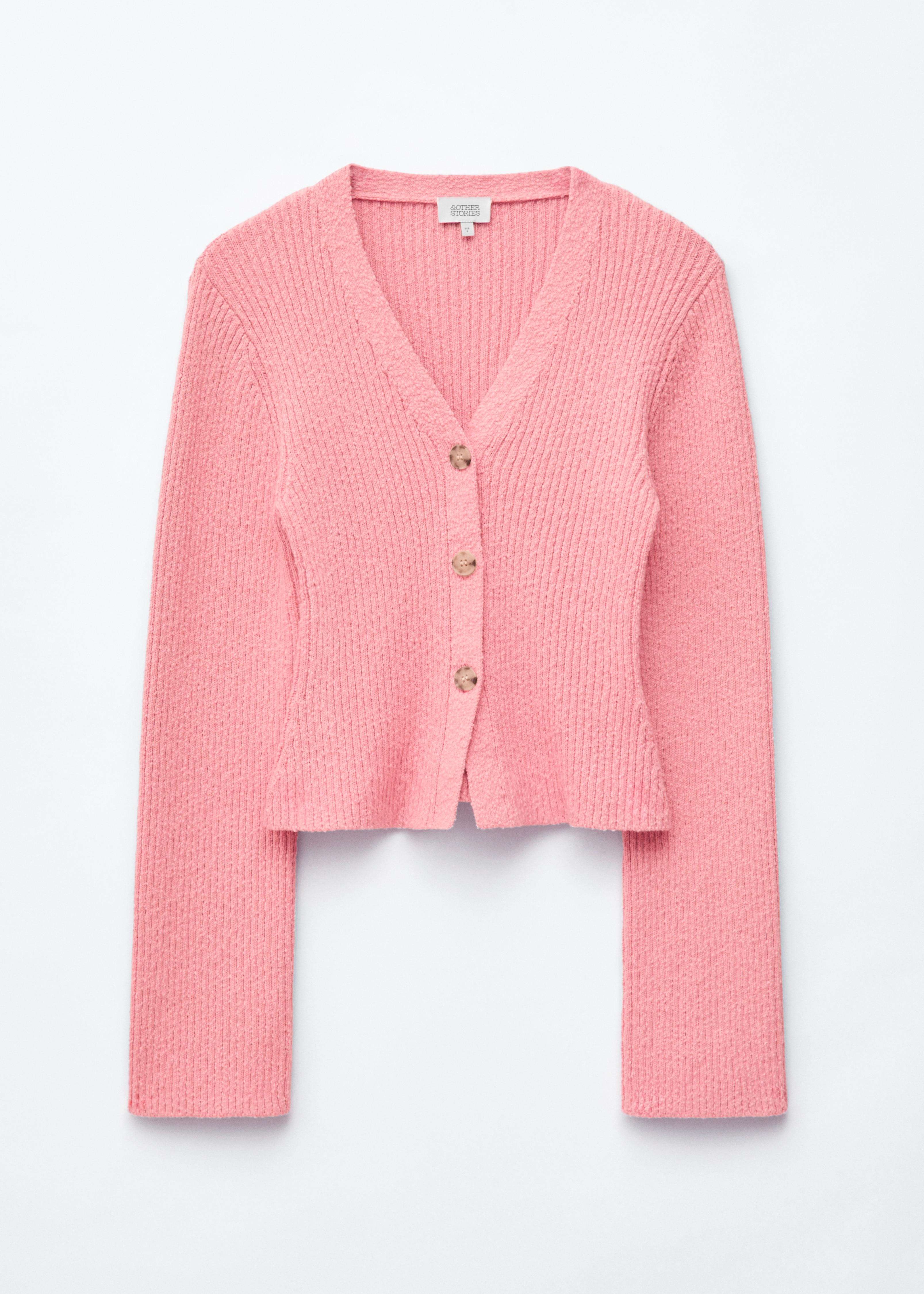 Rippstrickjacke aus Baumwolle - Rosa/Beige/Weiß