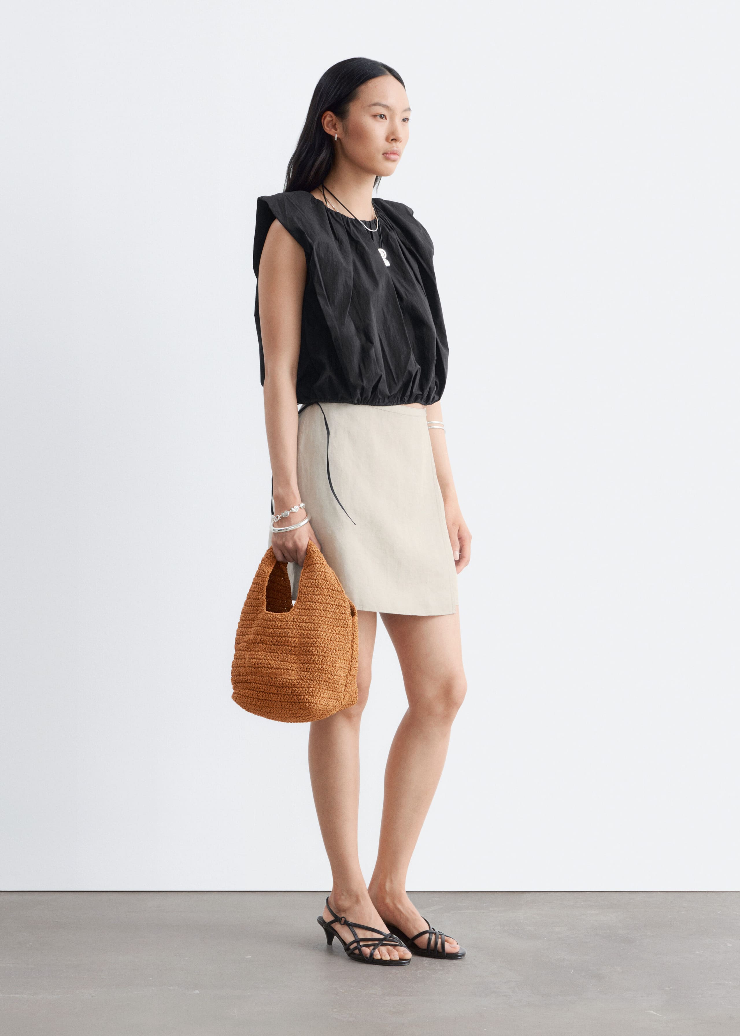 Linen-Blend Mini Skirt - Beige - Lookbook