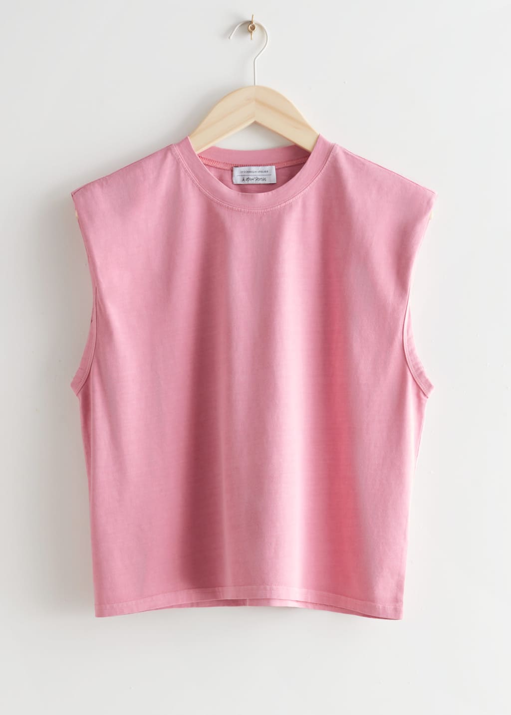 Cropped Padded Shoulder Tank Top - Pink - Still Life