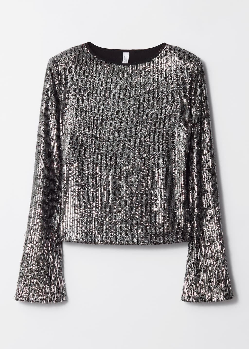 Flared-Sleeve Sequin Top