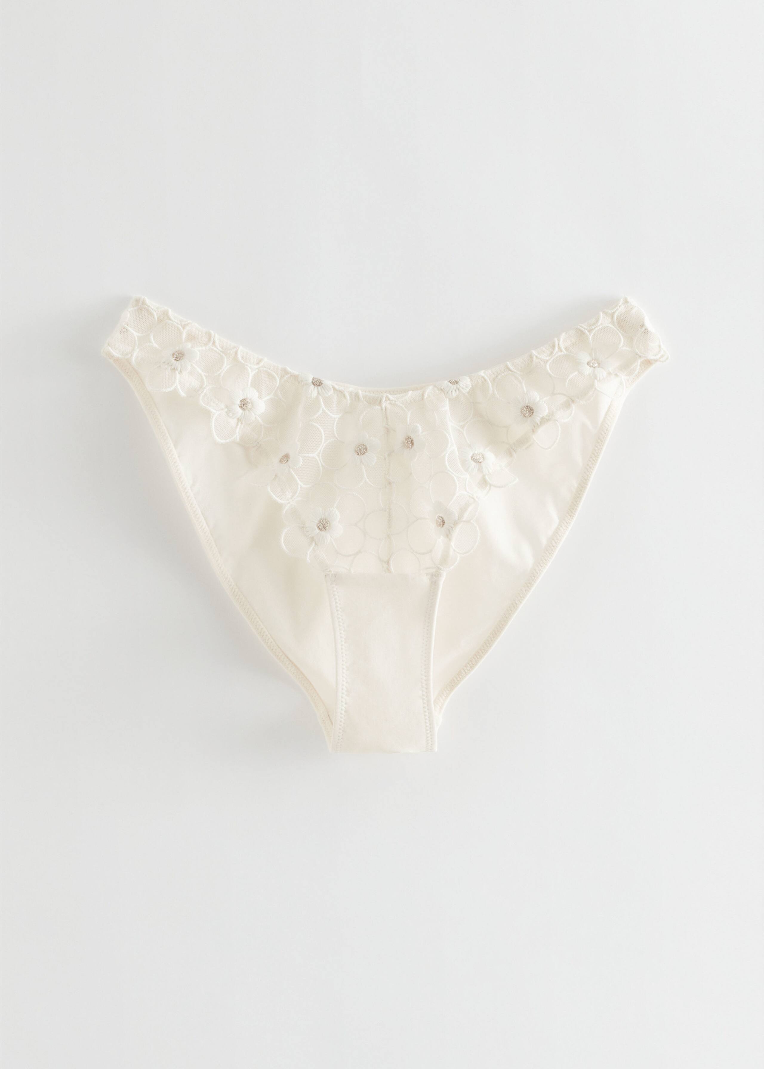Floral High Leg Lace Brief - Ivory - Still Life