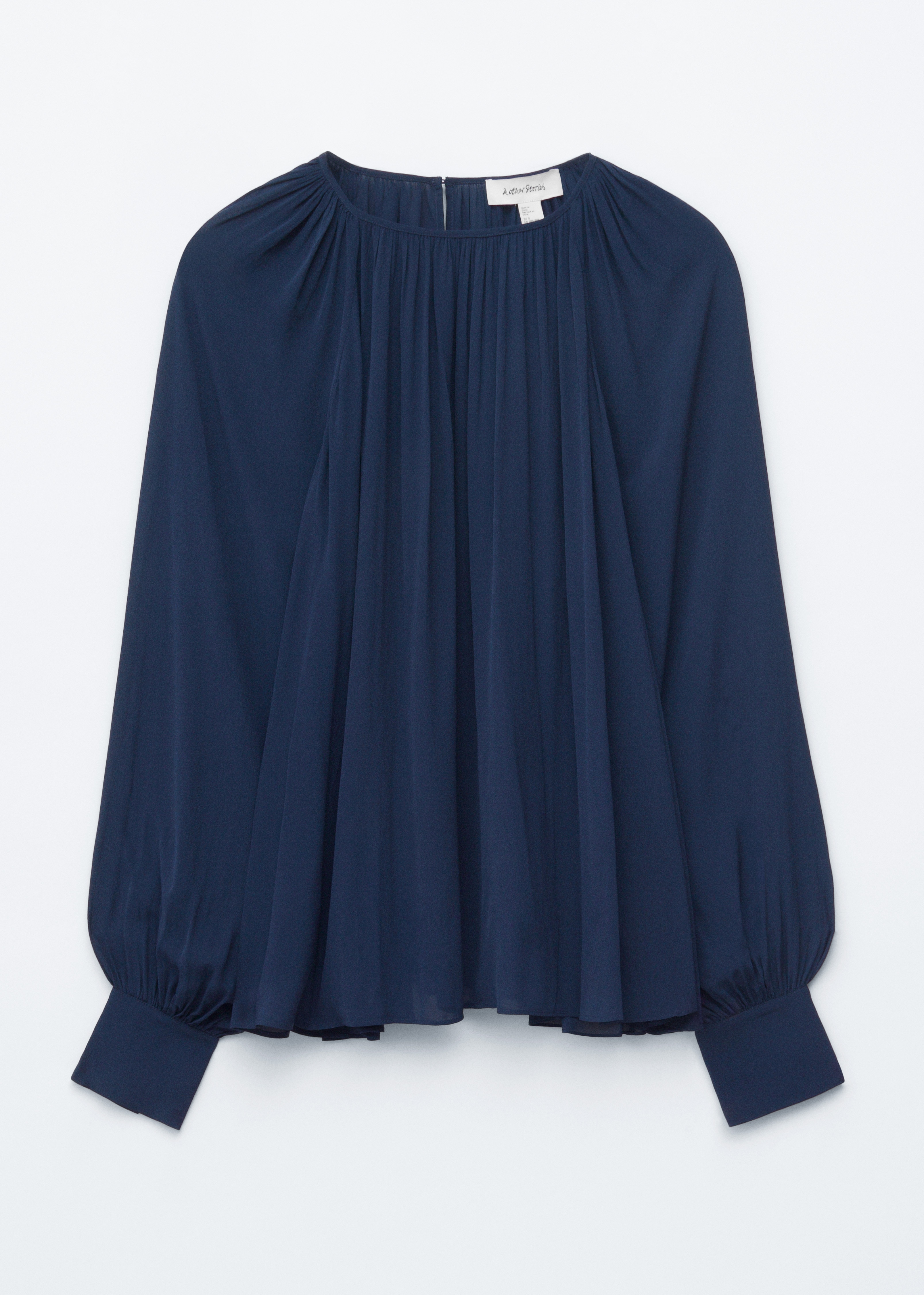 Bluse mit Ballonärmeln - Dunkelblau/Schwarz/Gepunktet